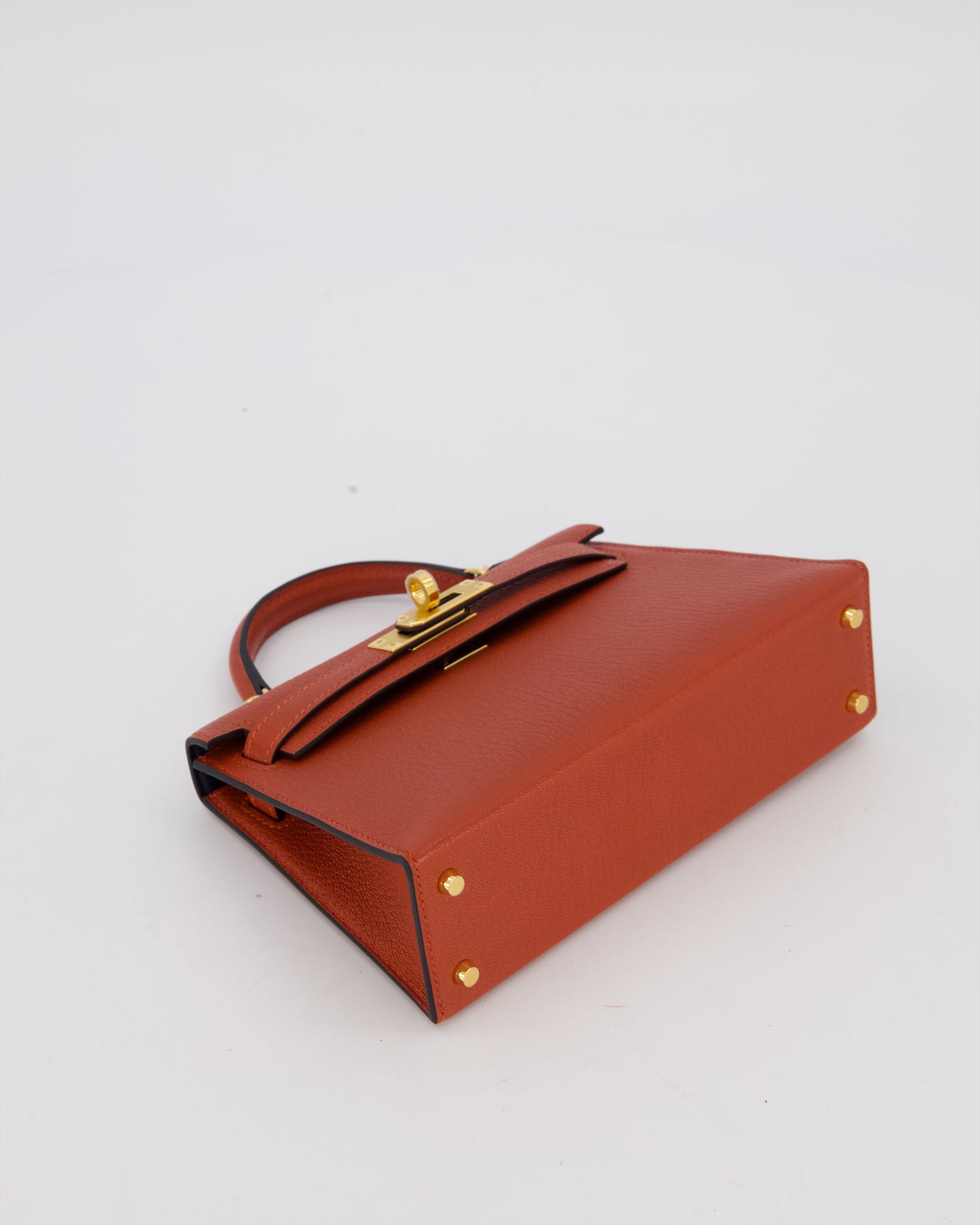 *SUPER RARE* Hermes HSS Mini Kelly II 20 Bag in Brique & Bleu Indigo Interior Chèvre Mysore Leather with Gold Hardware