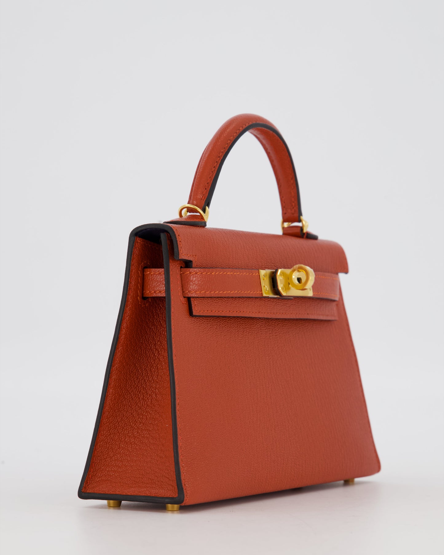 *SUPER RARE* Hermes HSS Mini Kelly II 20 Bag in Brique & Bleu Indigo Interior Chèvre Mysore Leather with Gold Hardware