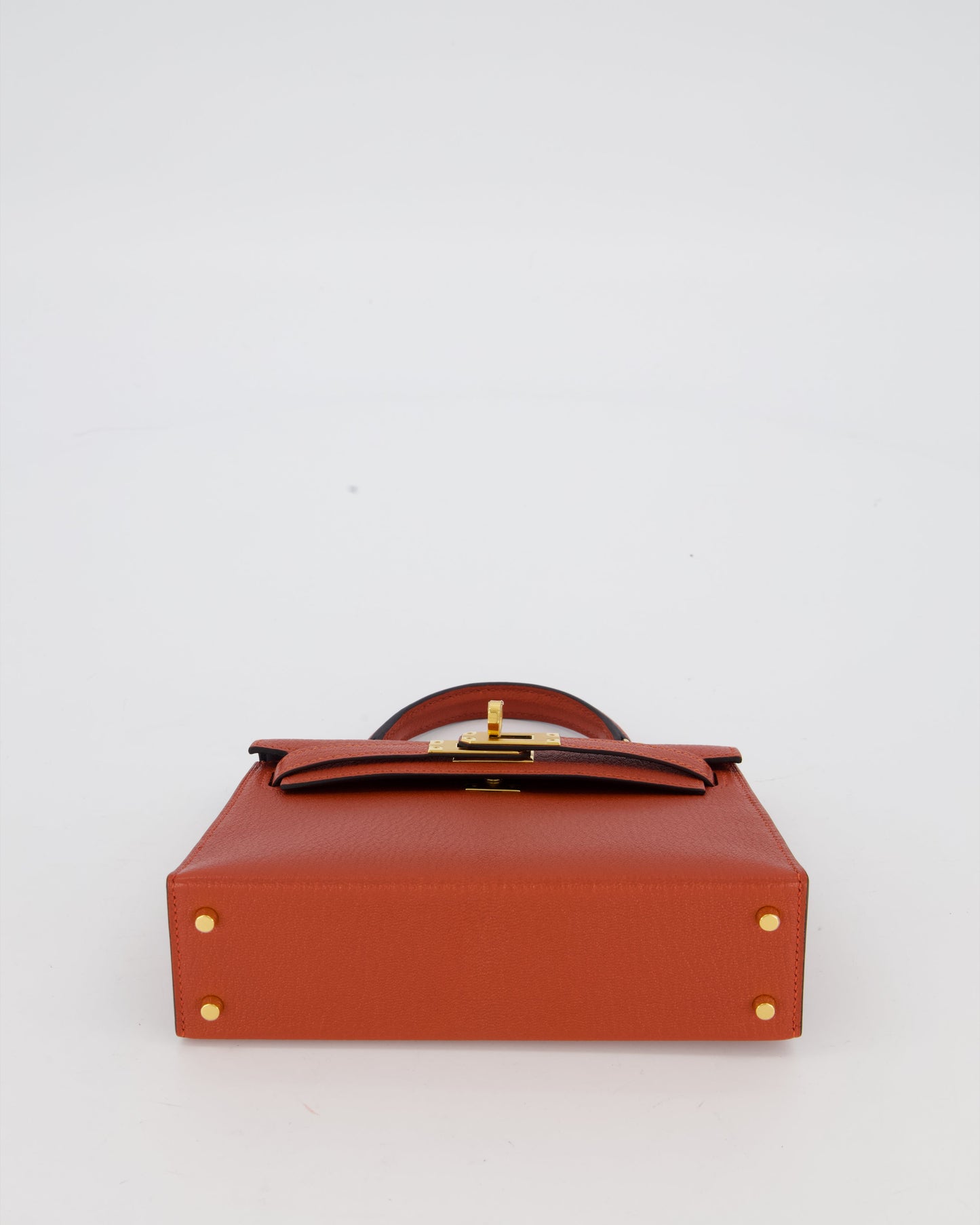 *SUPER RARE* Hermes HSS Mini Kelly II 20 Bag in Brique & Bleu Indigo Interior Chèvre Mysore Leather with Gold Hardware