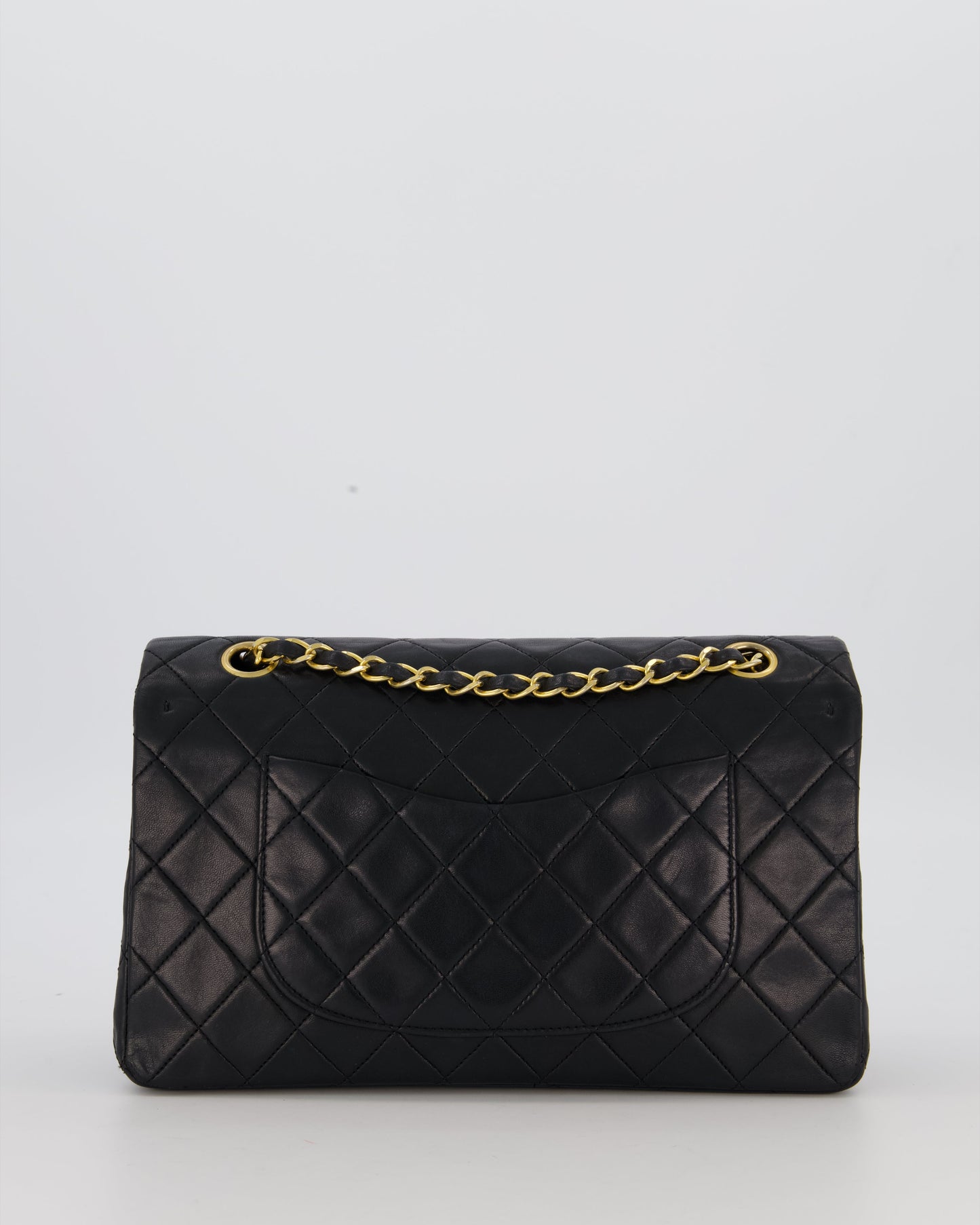*HOT* Chanel Vintage Medium Classic Double Flap Bag in Black Lambskin Leather with 24K Gold Hardware