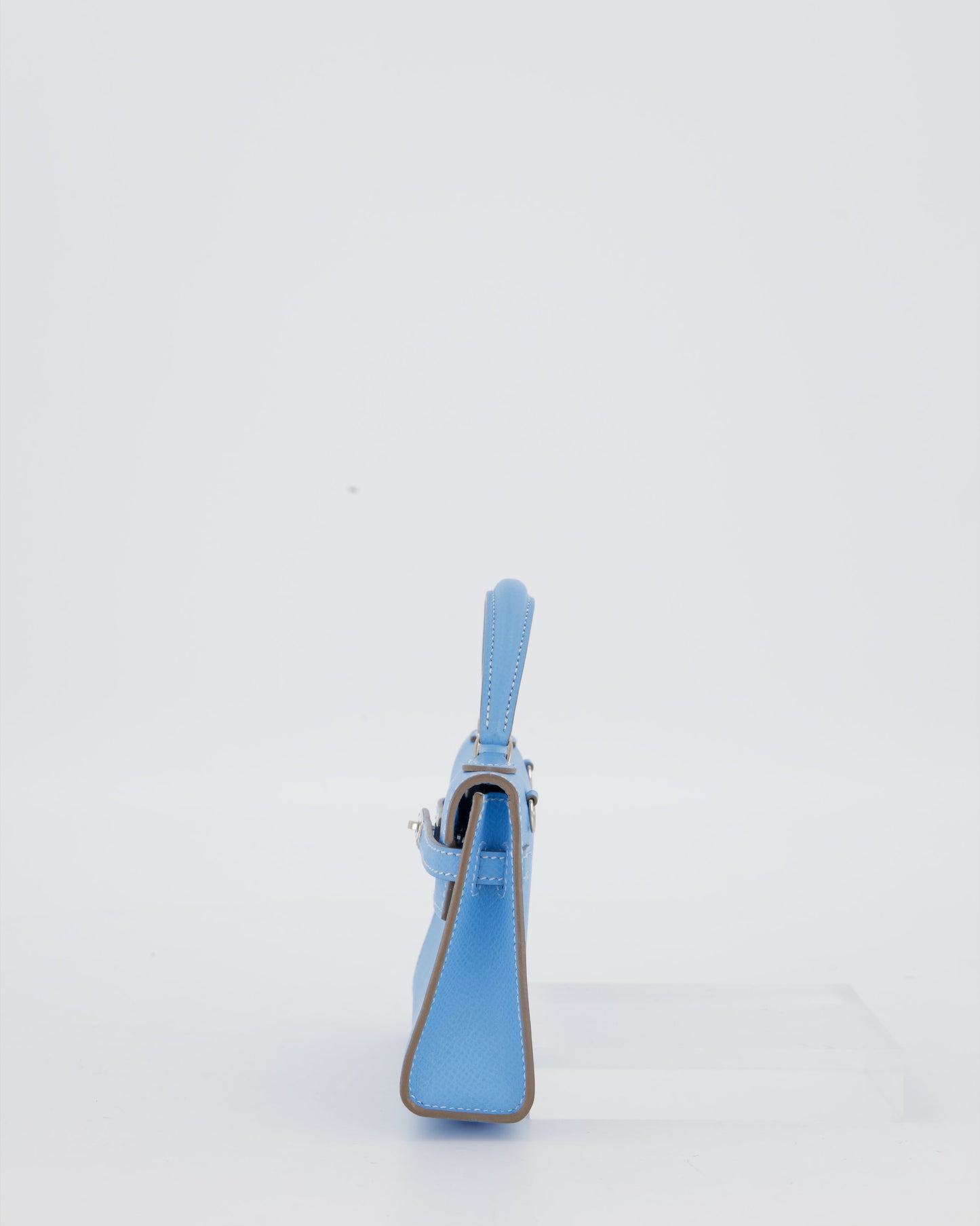 Hermes Micro Mini Kelly 15 Bag in Blue Celeste Epsom Leather with Palladium Hardware