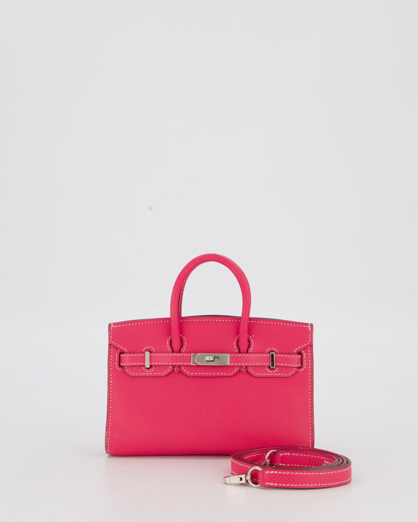 Hermes Micro Birkin 15 Bag in Rose Tyrien Epsom Leather with Palladium Hardware