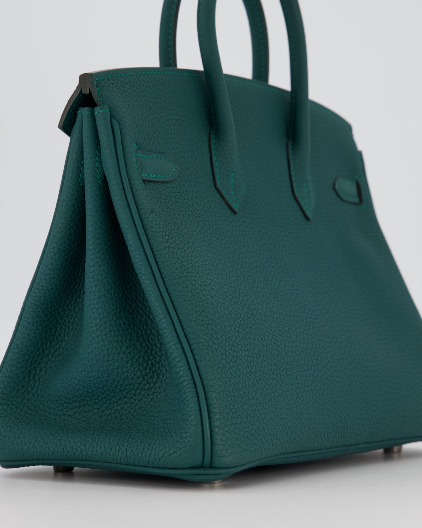 Hermes Birkin 25 Retourne Bag in Malachite Togo Leather with Palladium Hardware