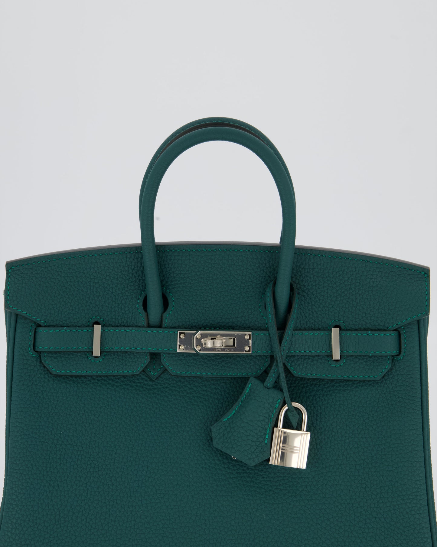 Hermes Birkin 25 Retourne Bag in Malachite Togo Leather with Palladium Hardware