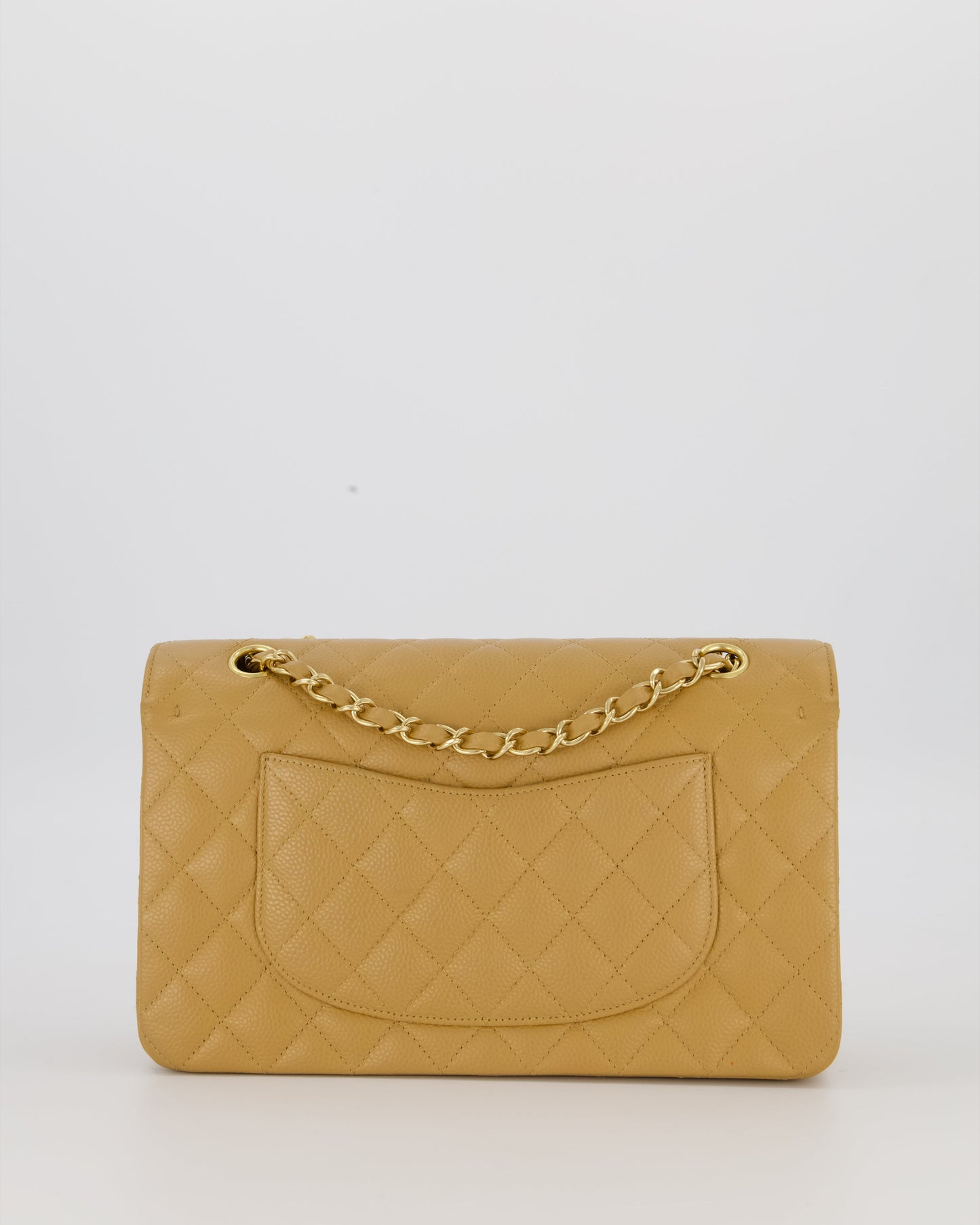 *VERY RARE* Chanel Chai Latte Vintage Medium Classic Double Flap Bag in Caviar Leather with 24K Gold Hardware