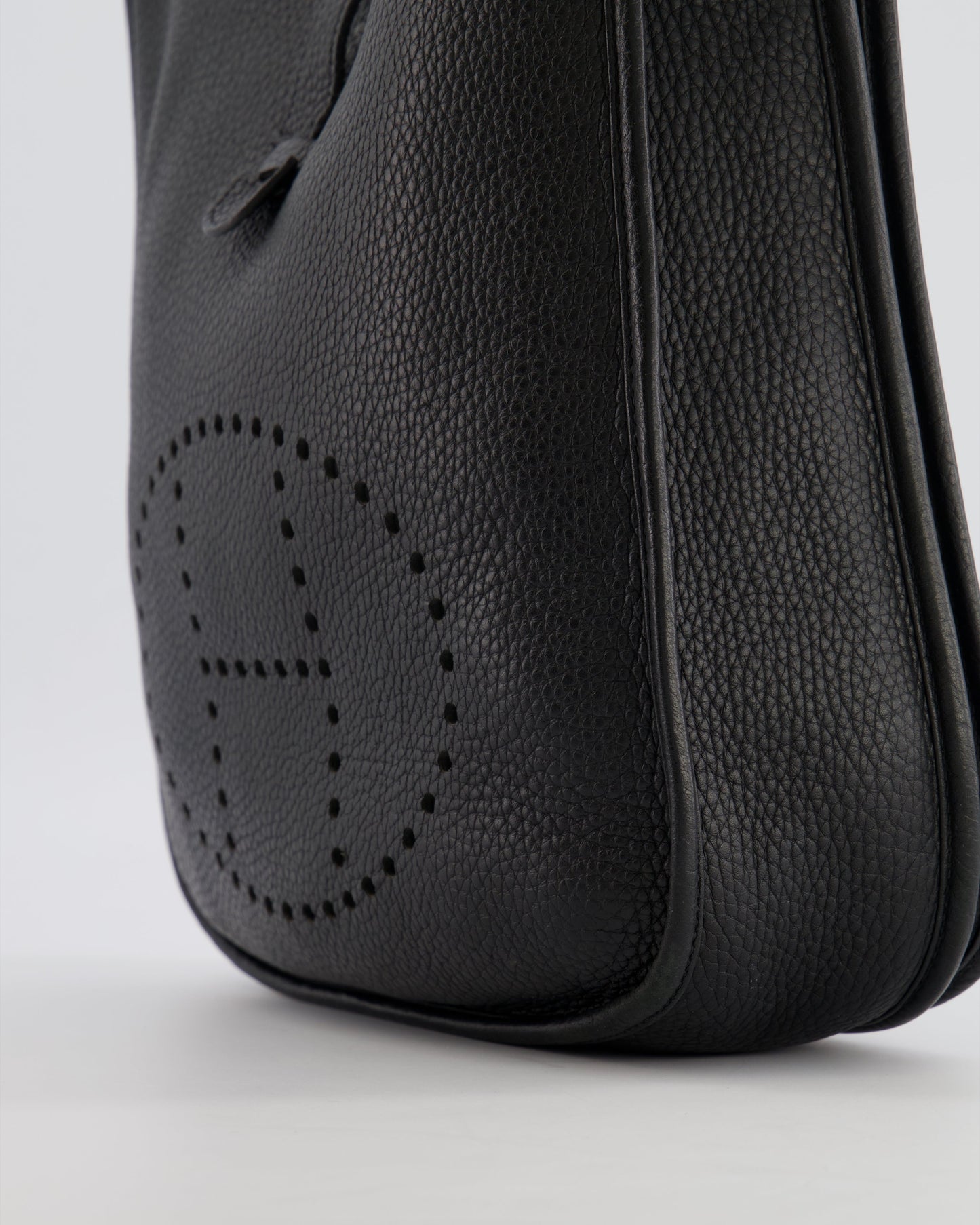 Hermes Evelyne 29 Bag in Noir Clemence Leather with Palladium Hardware