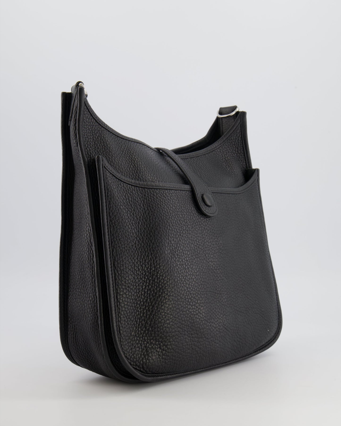 Hermes Evelyne 29 Bag in Noir Clemence Leather with Palladium Hardware
