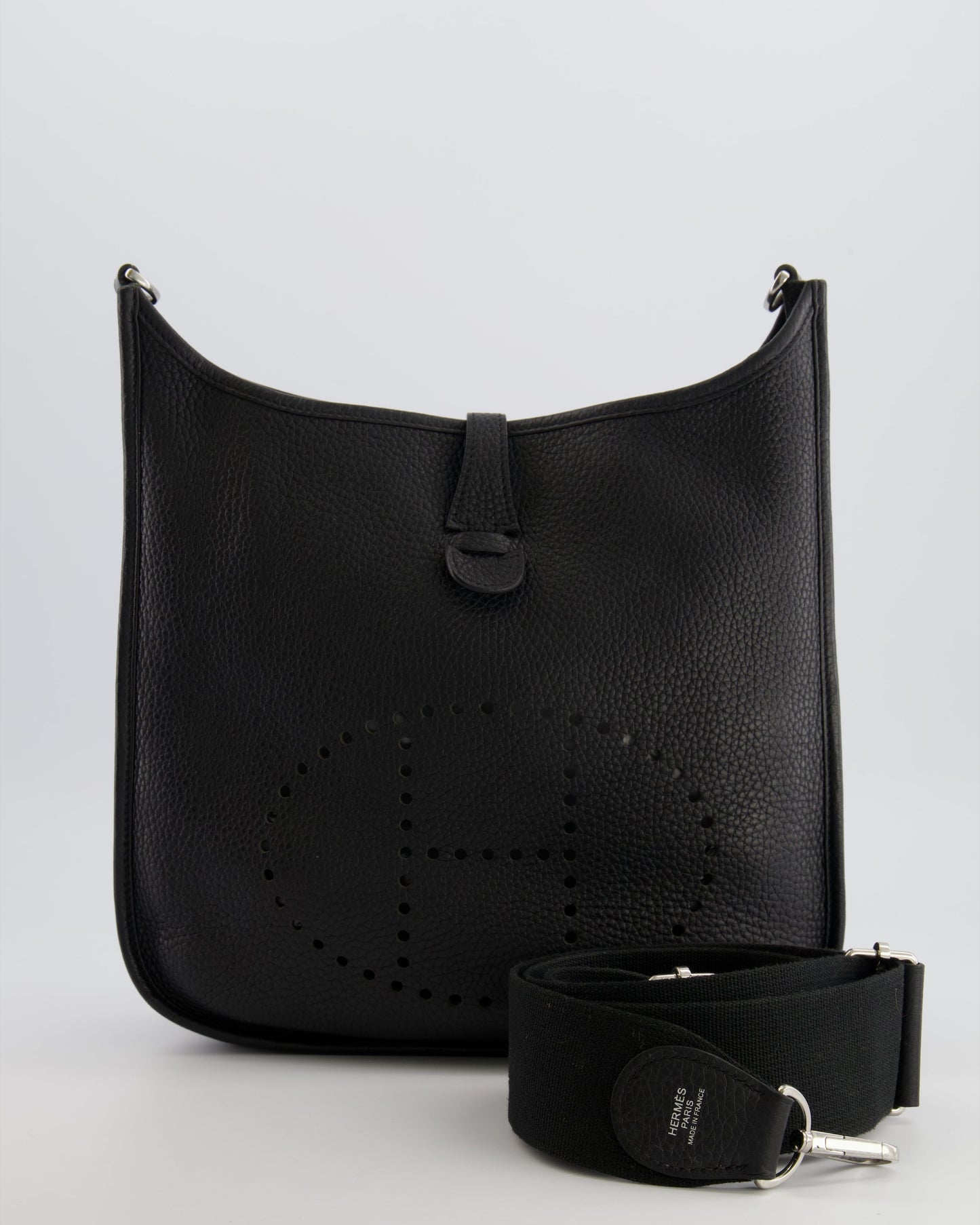 Hermes Evelyne 29 Bag in Noir Clemence Leather with Palladium Hardware