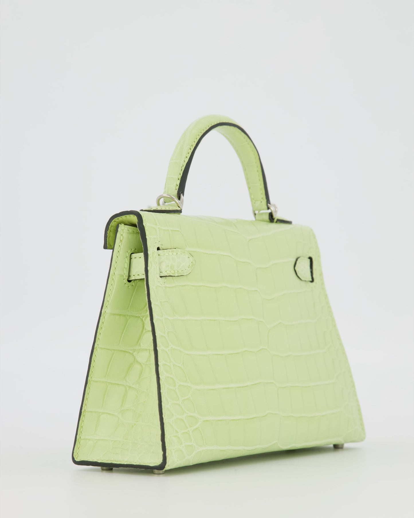 *SUPER RARE & HOT* Hermes Mini Kelly II 20 Bag in Jaune Bourgeon Alligator Mississippiensis Leather with Palladium Hardware