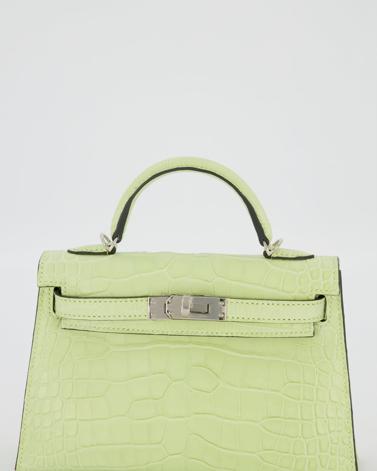 *SUPER RARE & HOT* Hermes Mini Kelly II 20 Bag in Jaune Bourgeon Alligator Mississippiensis Leather with Palladium Hardware