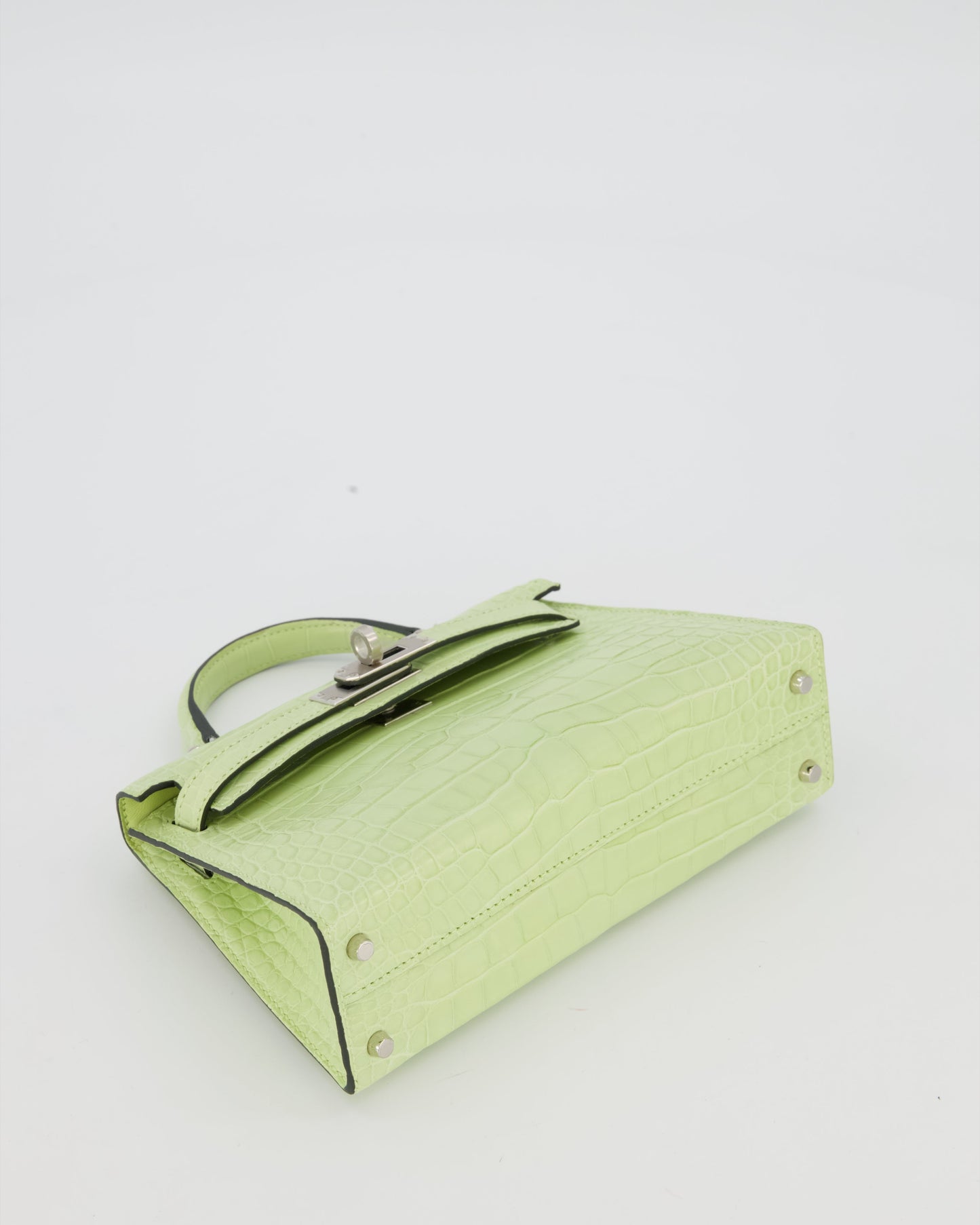 *SUPER RARE & HOT* Hermes Mini Kelly II 20 Bag in Jaune Bourgeon Alligator Mississippiensis Leather with Palladium Hardware