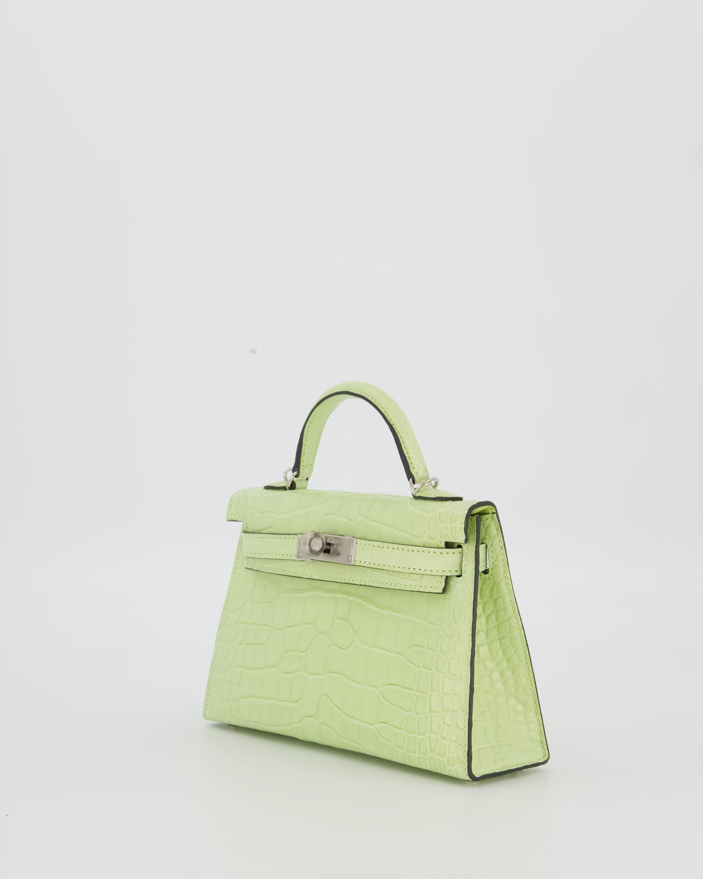 *SUPER RARE & HOT* Hermes Mini Kelly II 20 Bag in Jaune Bourgeon Alligator Mississippiensis Leather with Palladium Hardware