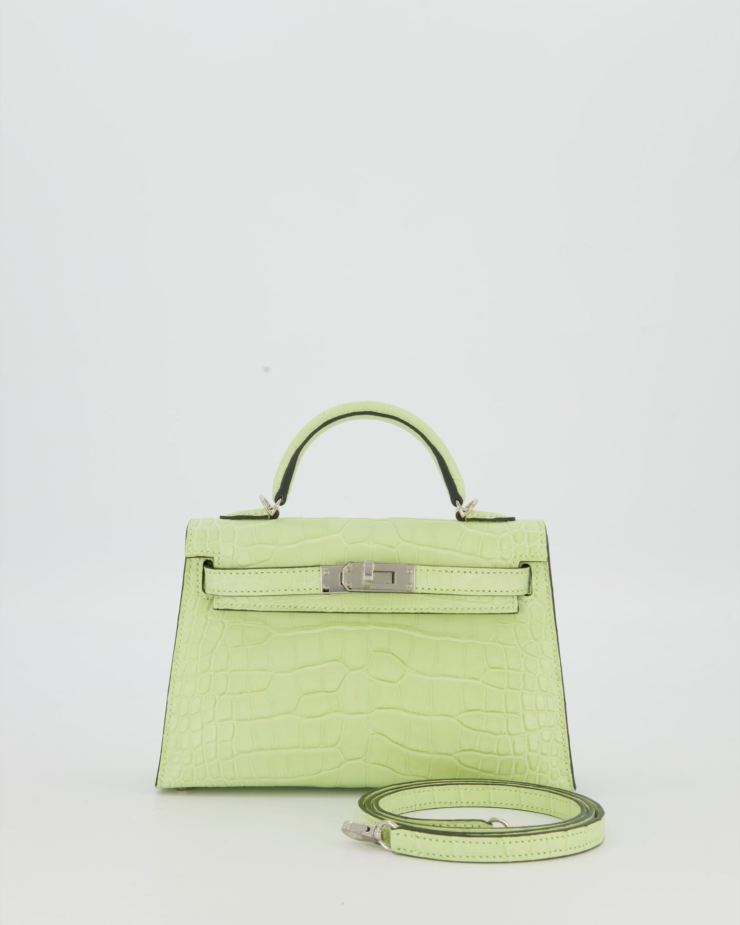 *SUPER RARE & HOT* Hermes Mini Kelly II 20 Bag in Jaune Bourgeon Alligator Mississippiensis Leather with Palladium Hardware