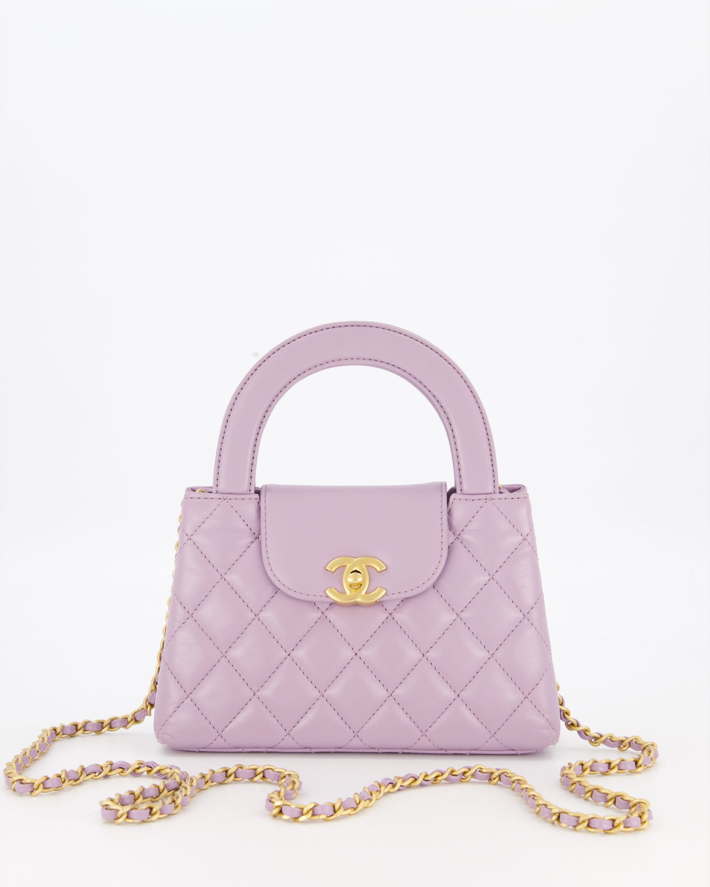 *HOT COLOUR* Chanel Lilac Small Mini Kelly Shopping Bag in Calfskin Leather with Brushed Gold Hardware