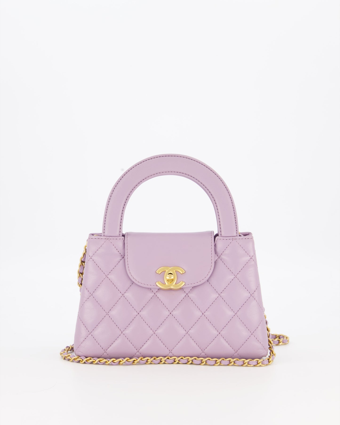 *HOT COLOUR* Chanel Lilac Small Mini Kelly Shopping Bag in Calfskin Leather with Brushed Gold Hardware