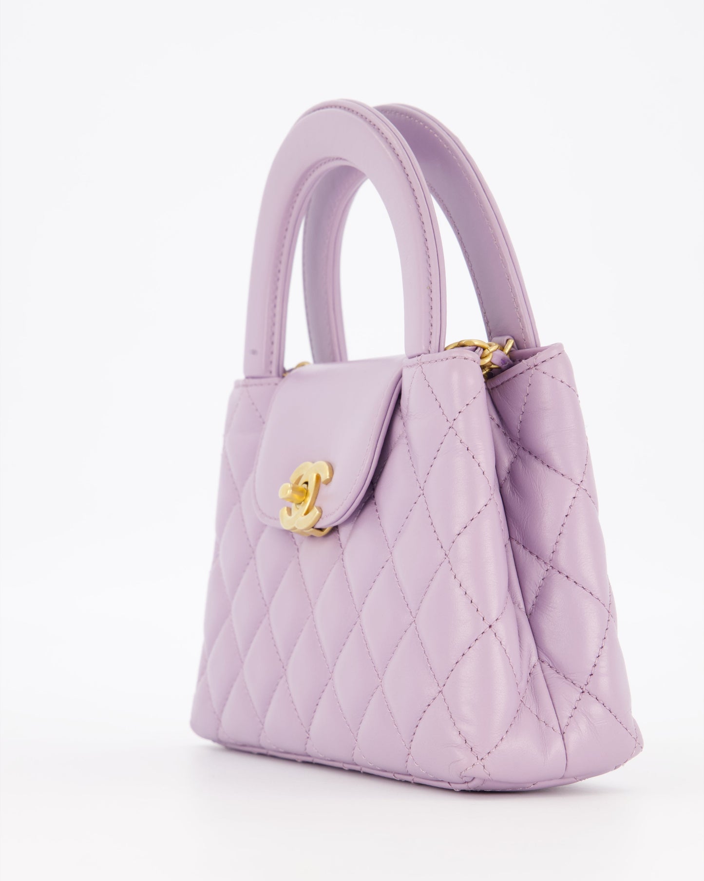 *HOT COLOUR* Chanel Lilac Small Mini Kelly Shopping Bag in Calfskin Leather with Brushed Gold Hardware