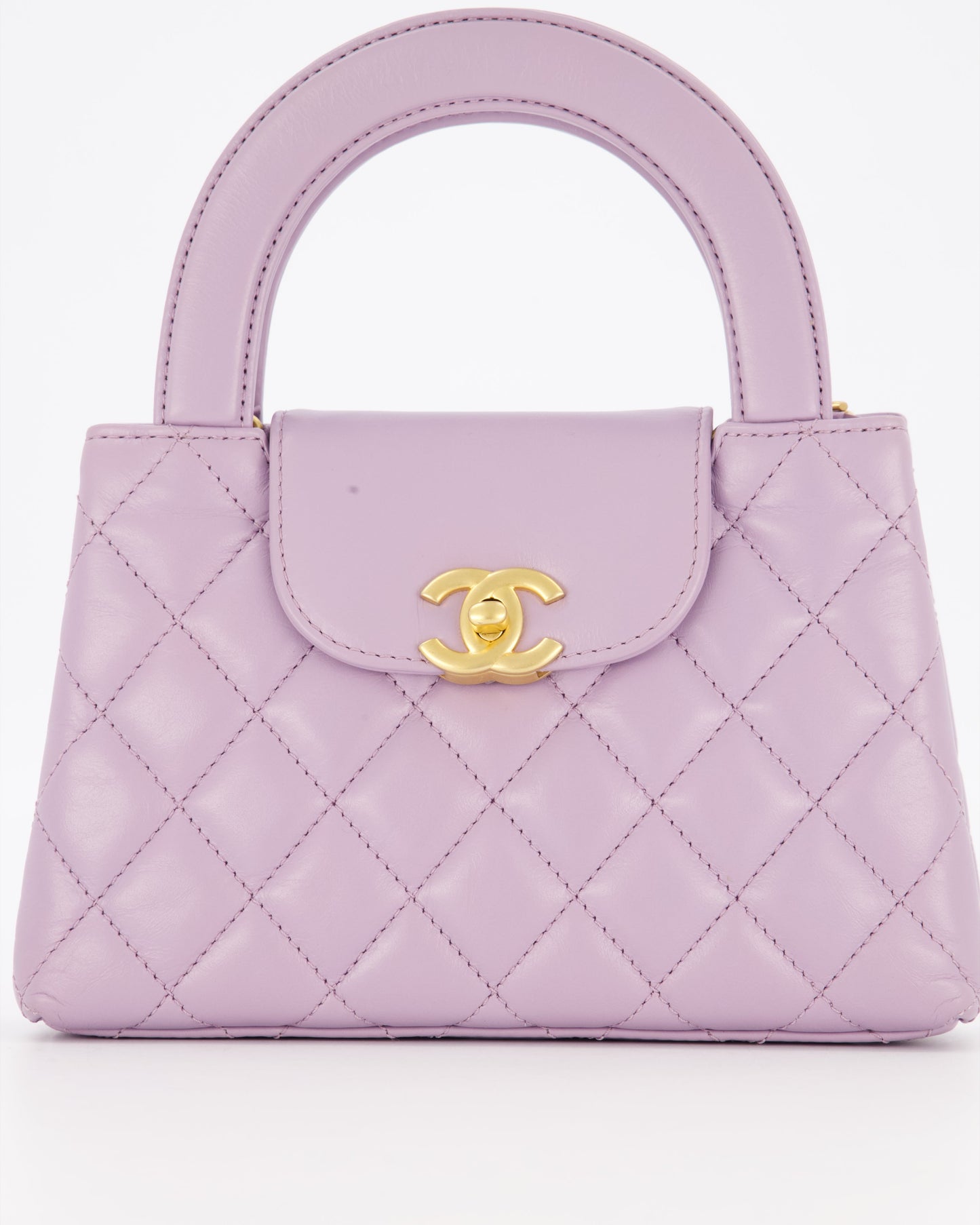 *HOT COLOUR* Chanel Lilac Small Mini Kelly Shopping Bag in Calfskin Leather with Brushed Gold Hardware