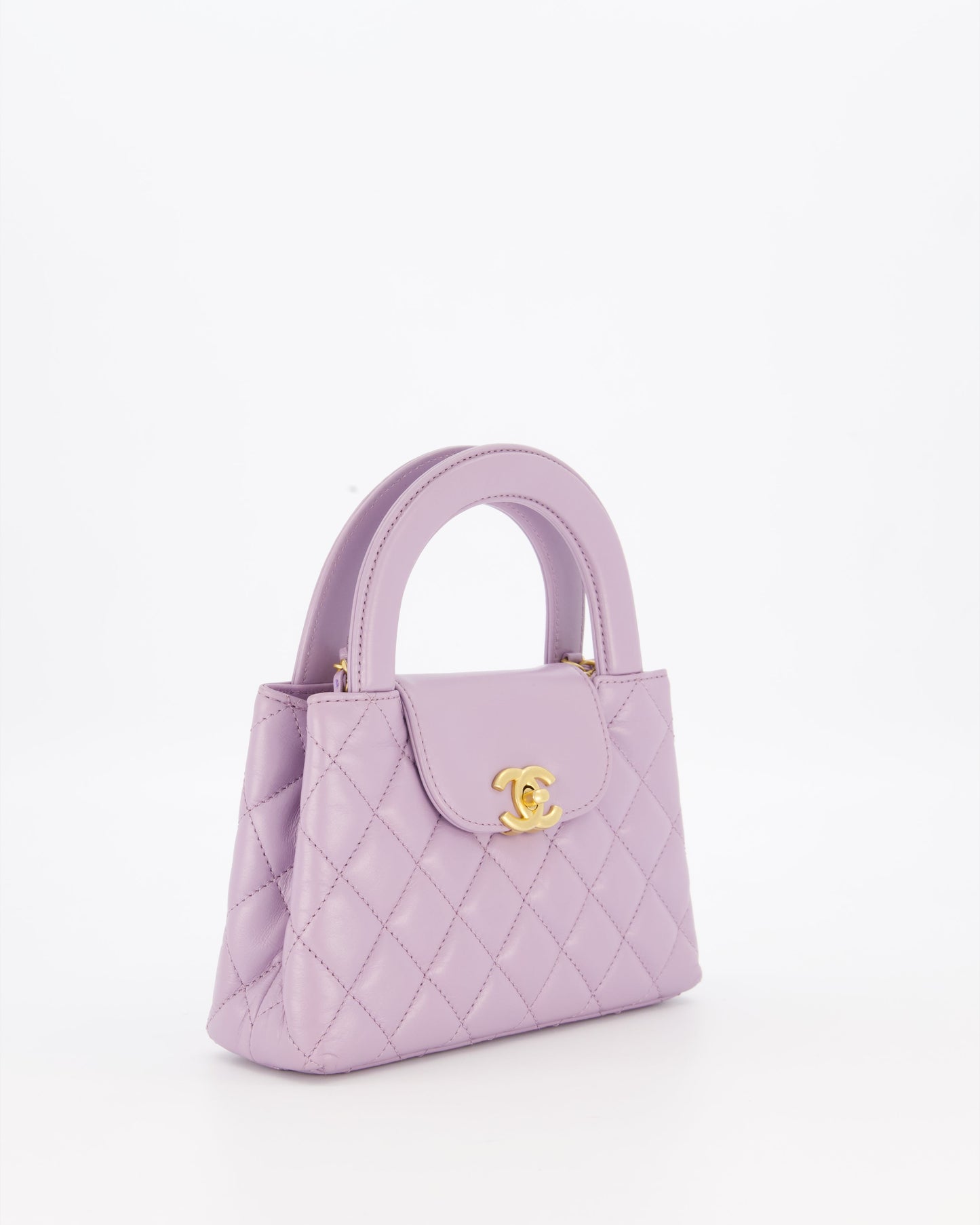 *HOT COLOUR* Chanel Lilac Small Mini Kelly Shopping Bag in Calfskin Leather with Brushed Gold Hardware