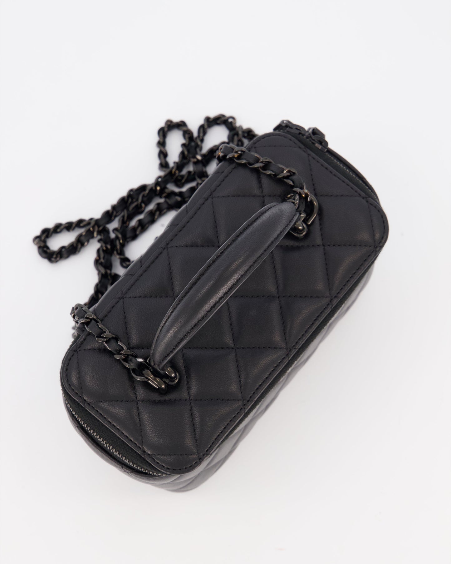 Chanel Black Small Top Handle Vanity Case in Lambskin Leather with So Black Hardware