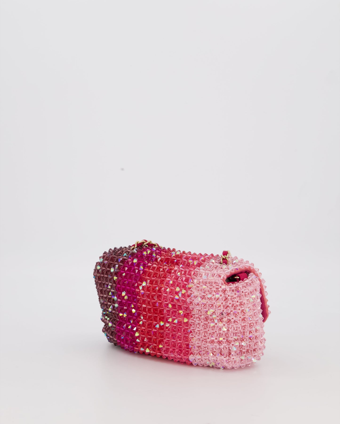 Chanel S/S 2020 Pink Ombre Mini Flap Bag with Crystal Embellishments & Champagne Gold Hardware