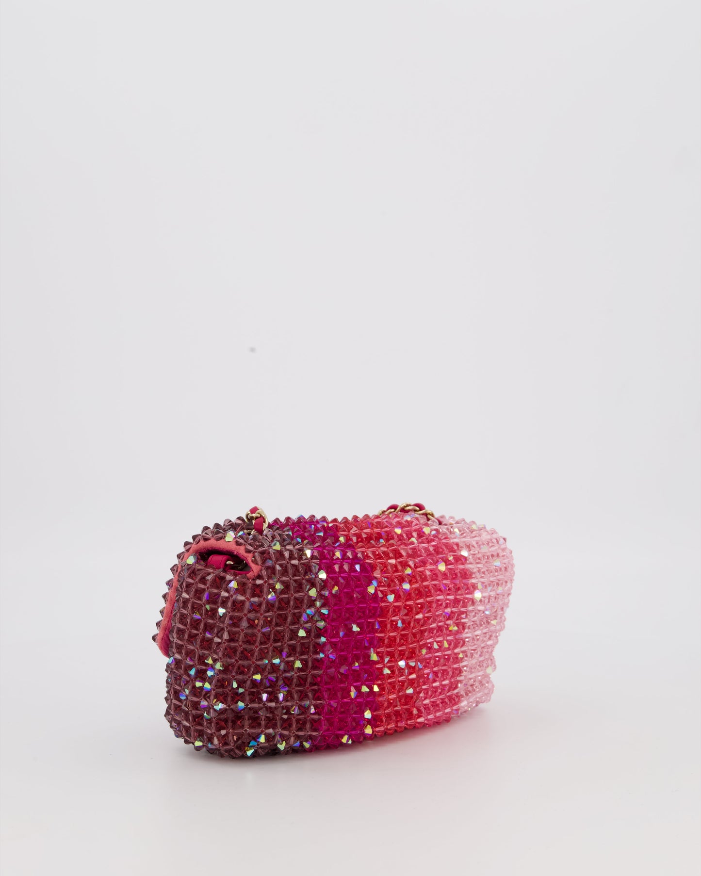Chanel S/S 2020 Pink Ombre Mini Flap Bag with Crystal Embellishments & Champagne Gold Hardware