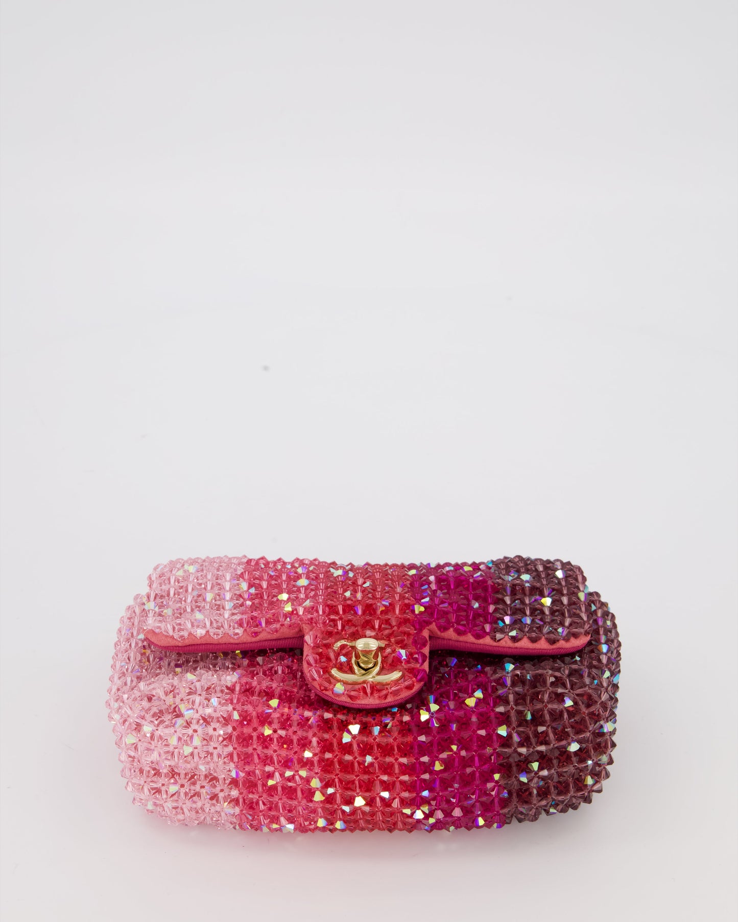 Chanel S/S 2020 Pink Ombre Mini Flap Bag with Crystal Embellishments & Champagne Gold Hardware