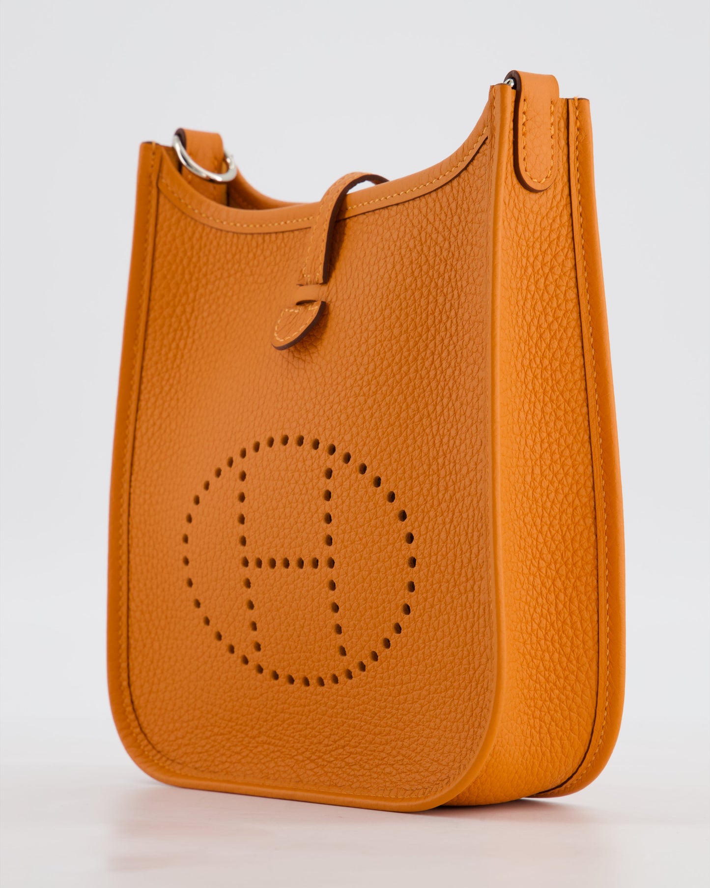 Hermes Mini Evelyne Bag in Orange Clemence Leather with Palladium Hardware
