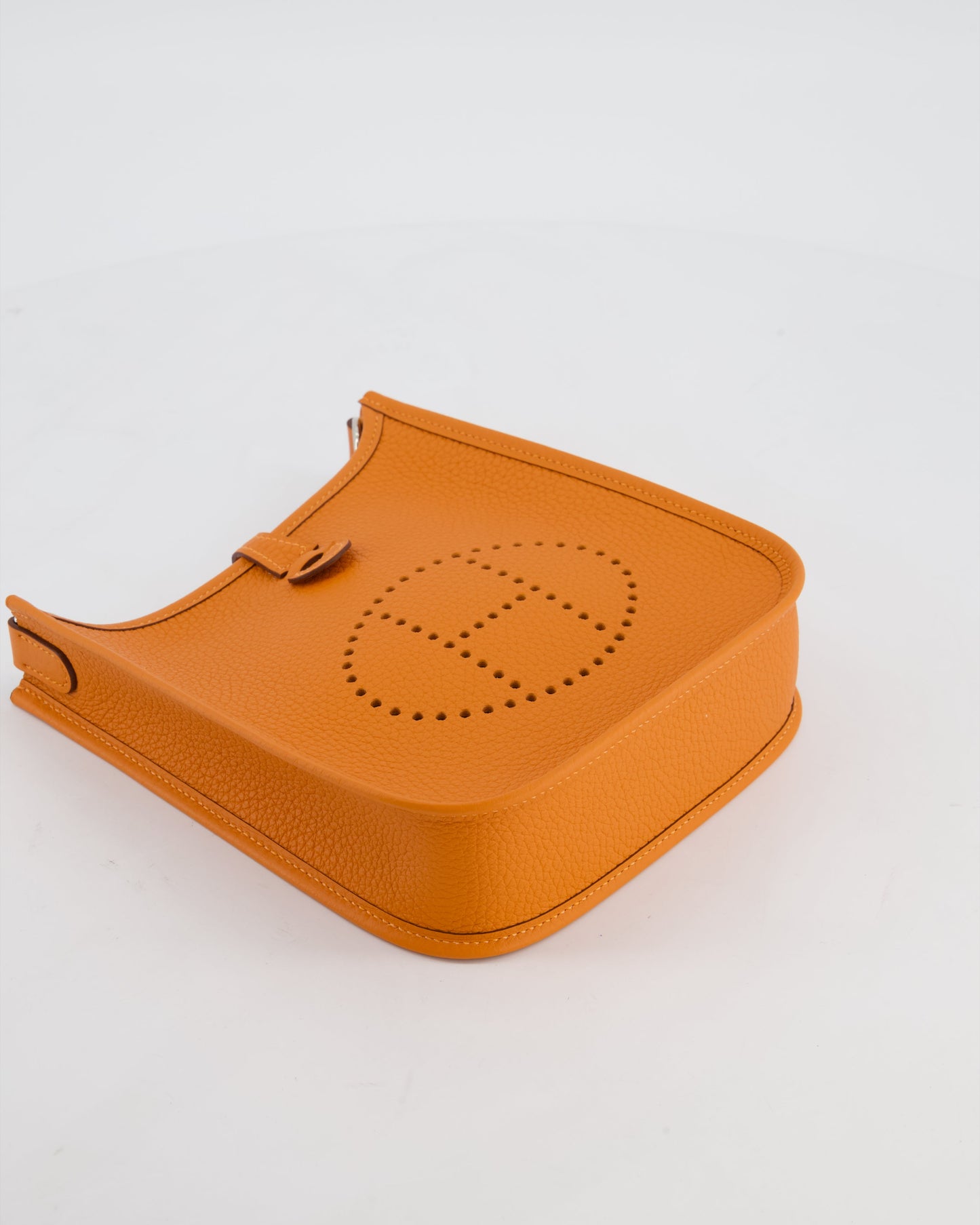 Hermes Mini Evelyne Bag in Orange Clemence Leather with Palladium Hardware