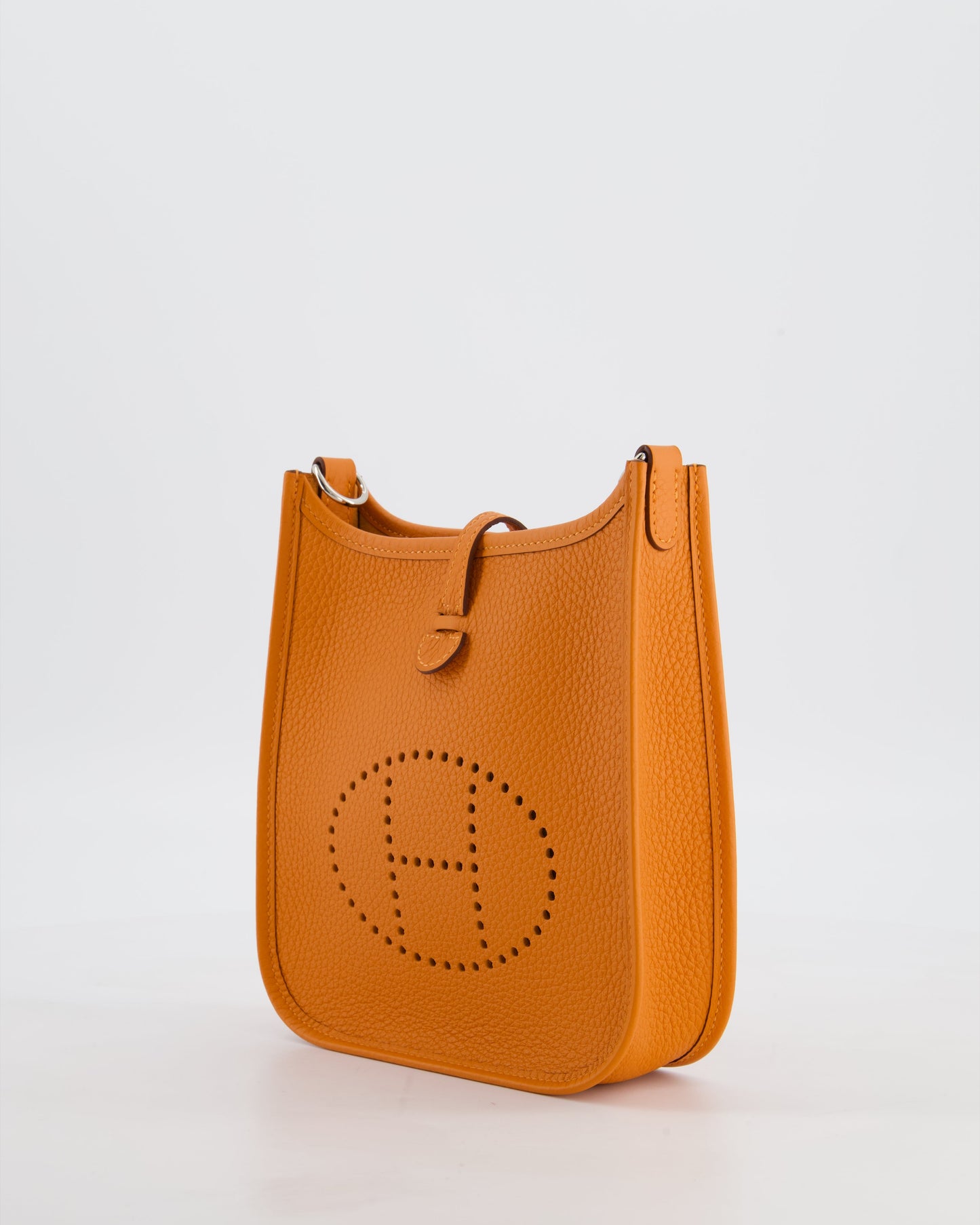 Hermes Mini Evelyne Bag in Orange Clemence Leather with Palladium Hardware