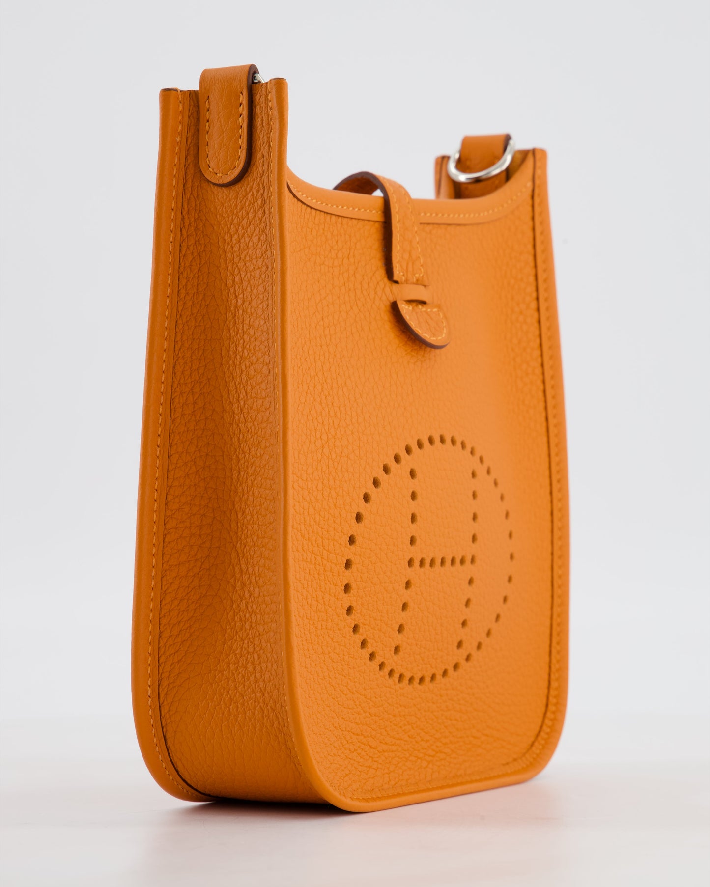 Hermes Mini Evelyne Bag in Orange Clemence Leather with Palladium Hardware