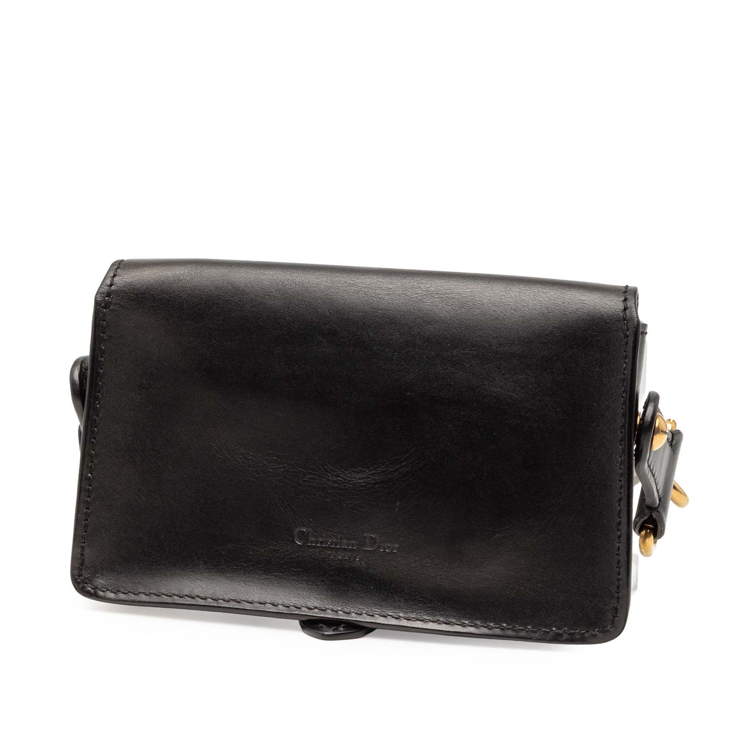 Black Dior Mini Leather D Bee Saddle Bag