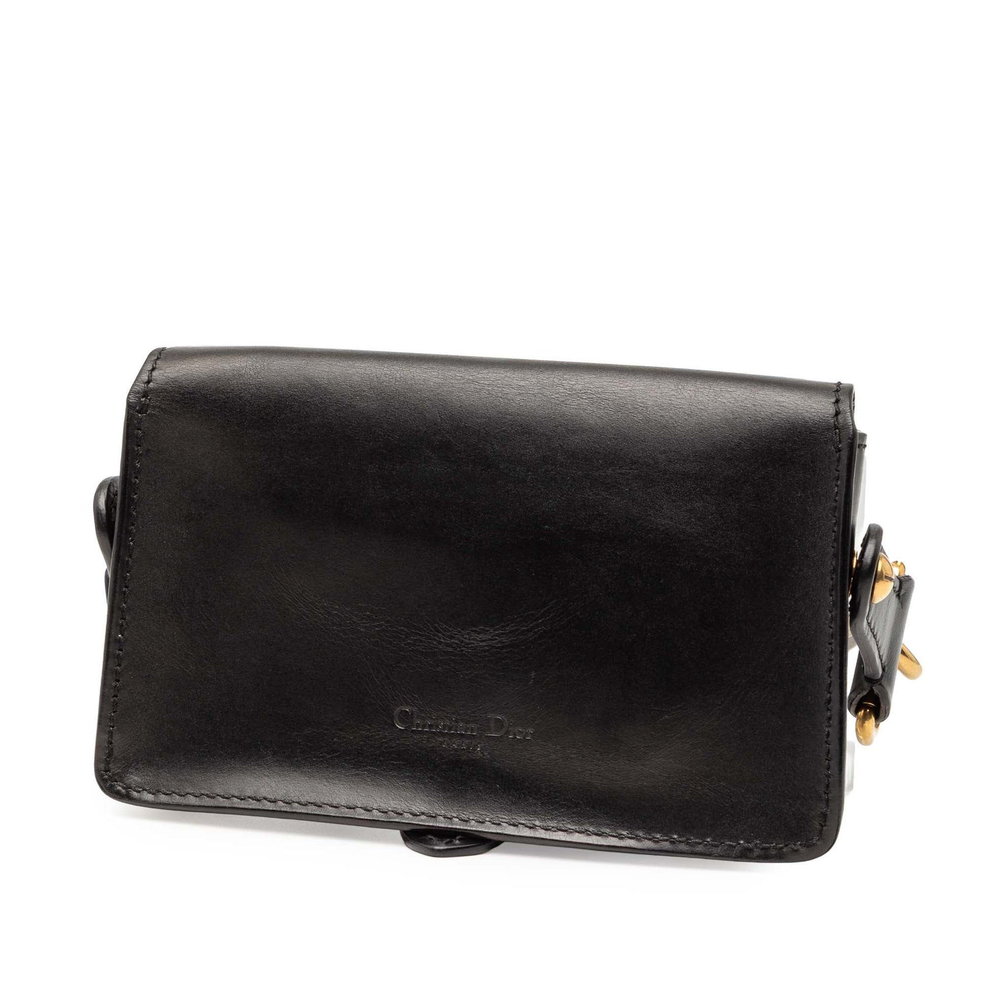 Black Dior Mini Leather D Bee Saddle Bag
