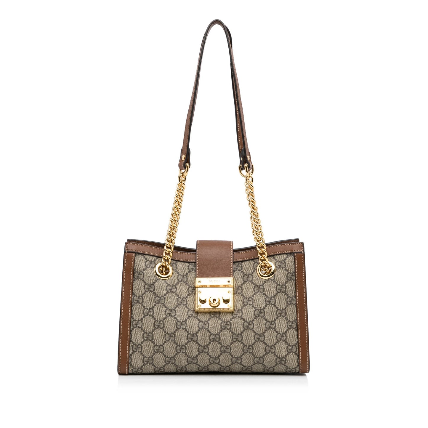 Gucci GG Supreme Brown Leather Chain Tote Style 2
