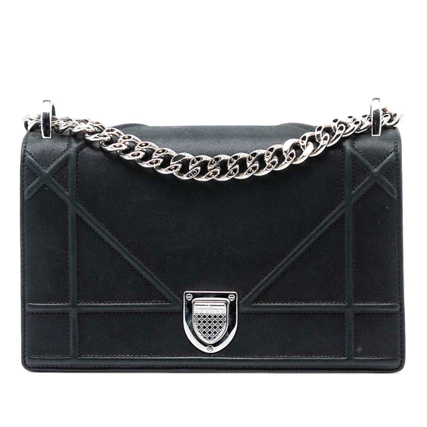 Black Dior Small Lambskin Diorama Flap Crossbody Bag