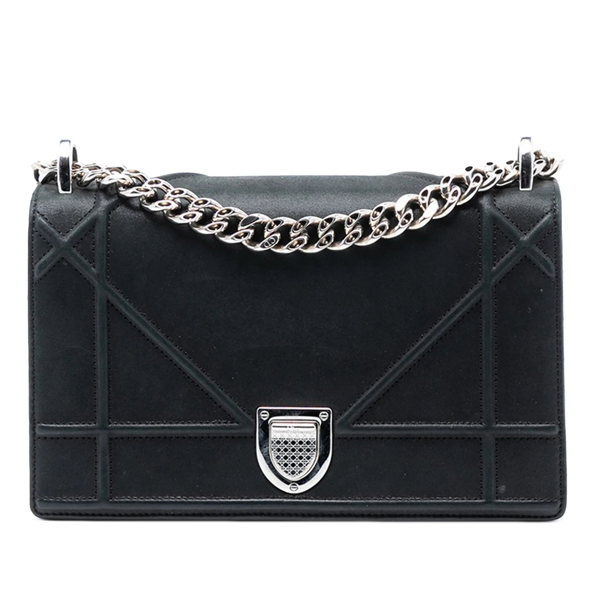 Black Dior Small Lambskin Diorama Flap Crossbody Bag