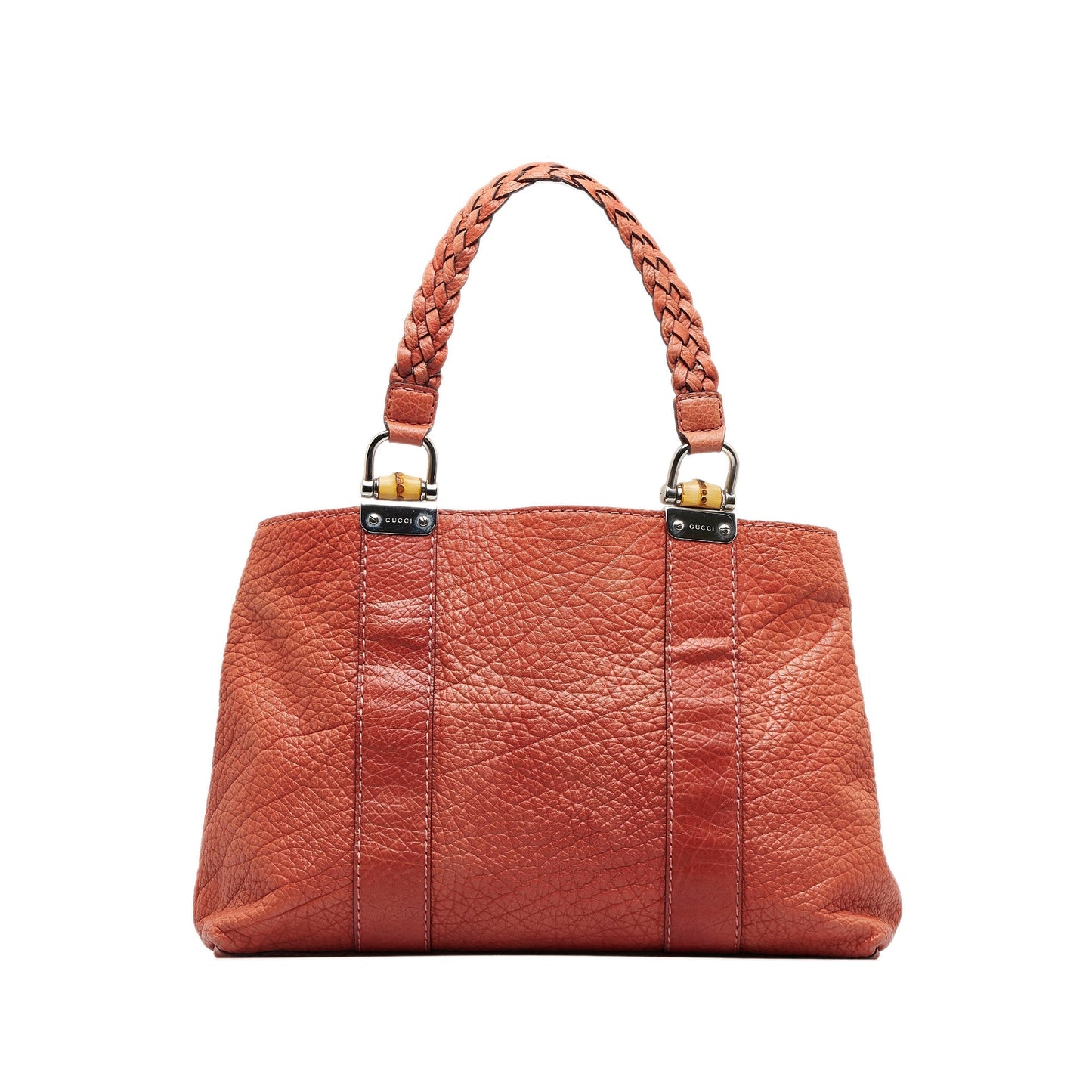 Gucci Bamboo Orange Leather Tote Style 2