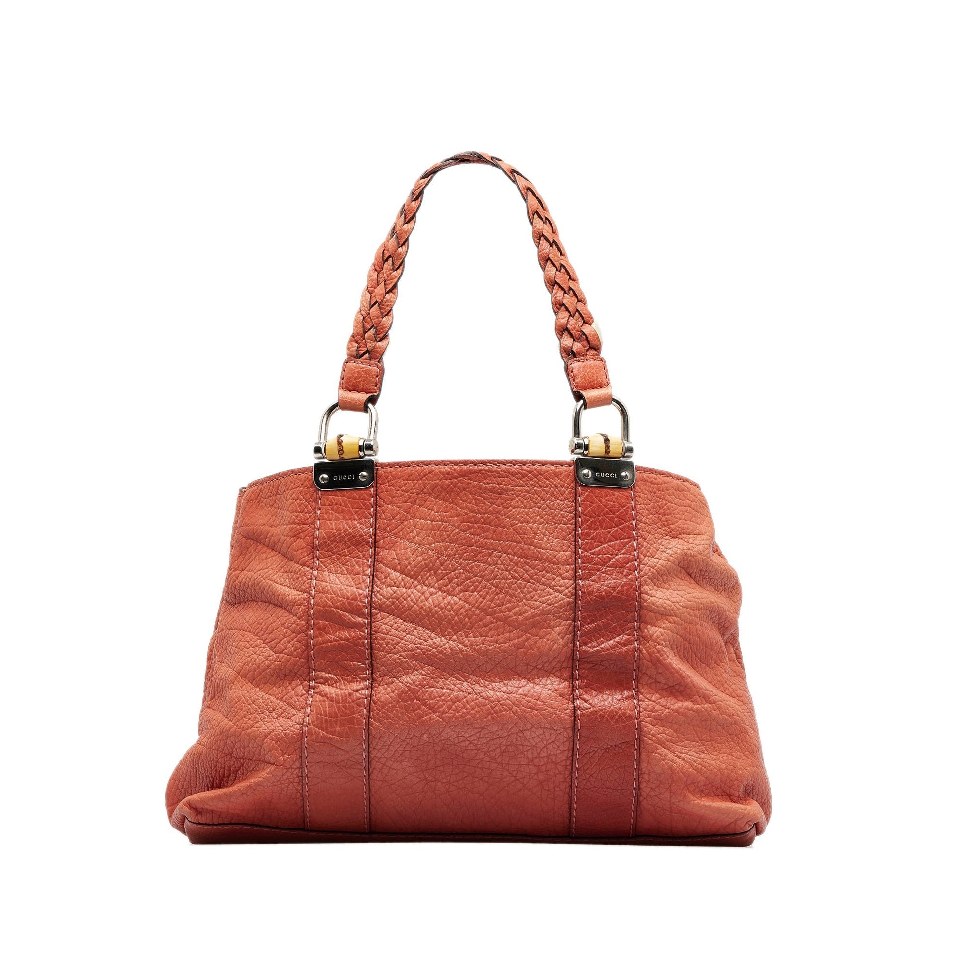 Gucci Bamboo Orange Leather Tote Style 2