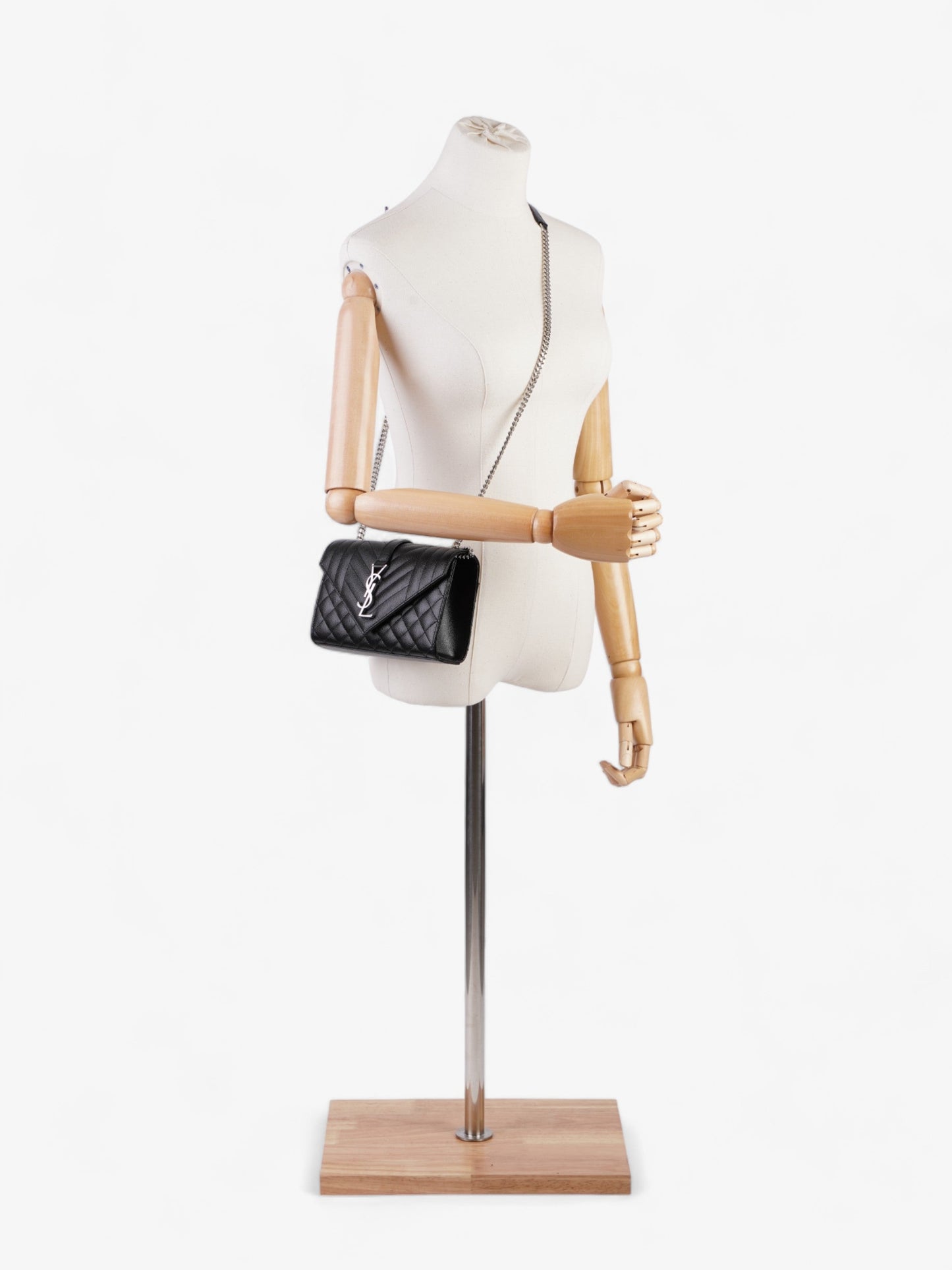 Saint Laurent Envelope Small Black Matelasse Leather
