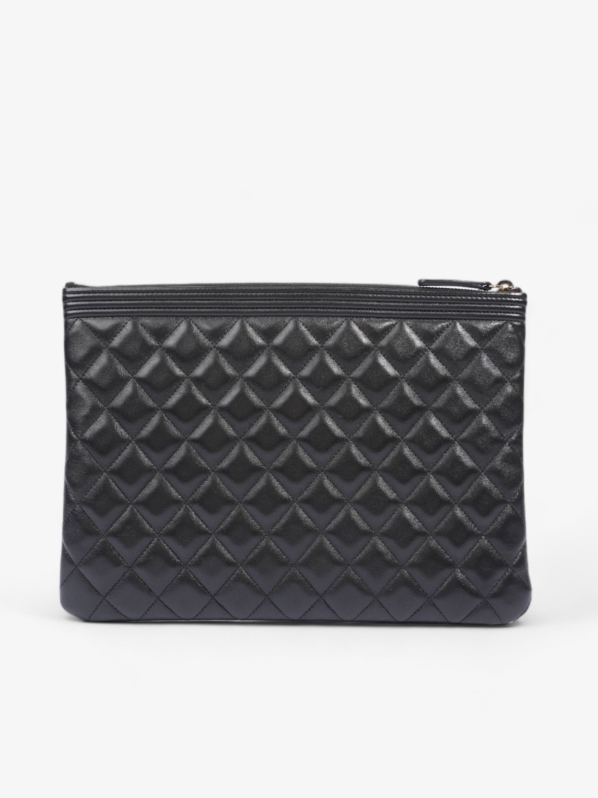 Chanel Medium Boy Pouch Black Lambskin Leather