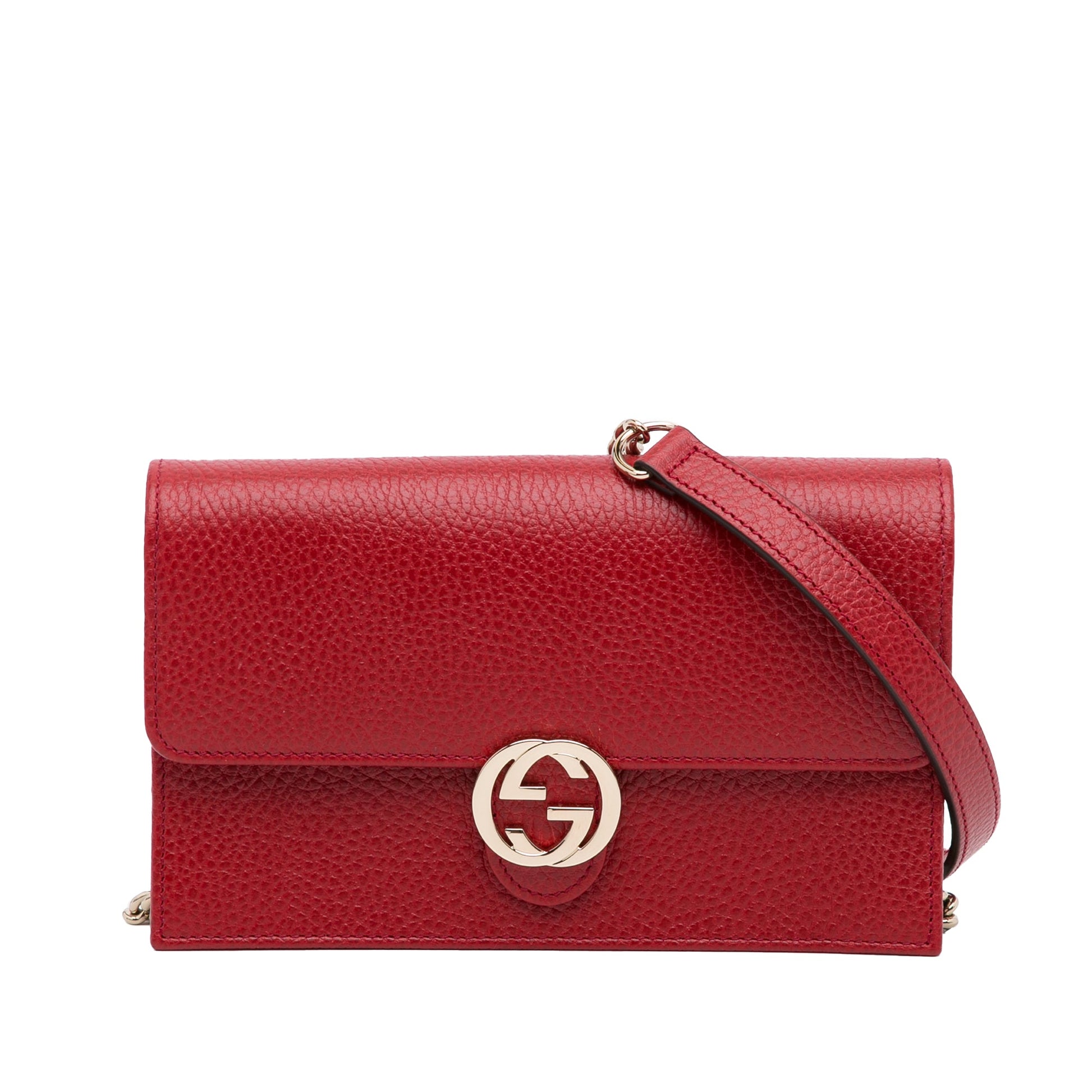Gucci Interlocking G Red Leather Chain Crossbody Style 2
