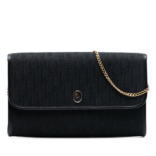 Black Dior Diorissimo Trotter Canvas Chain Shoulder Bag