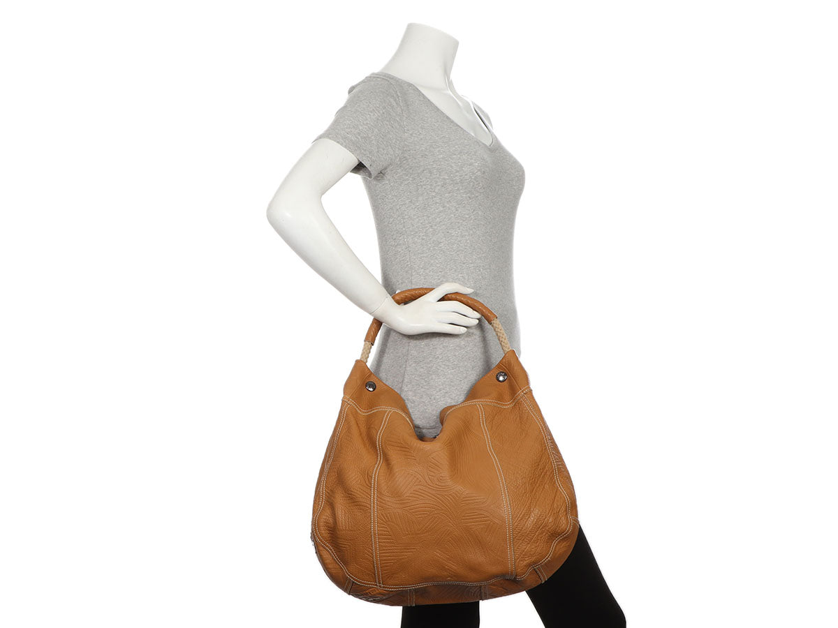 Prada Tan Embossed Leather Hobo