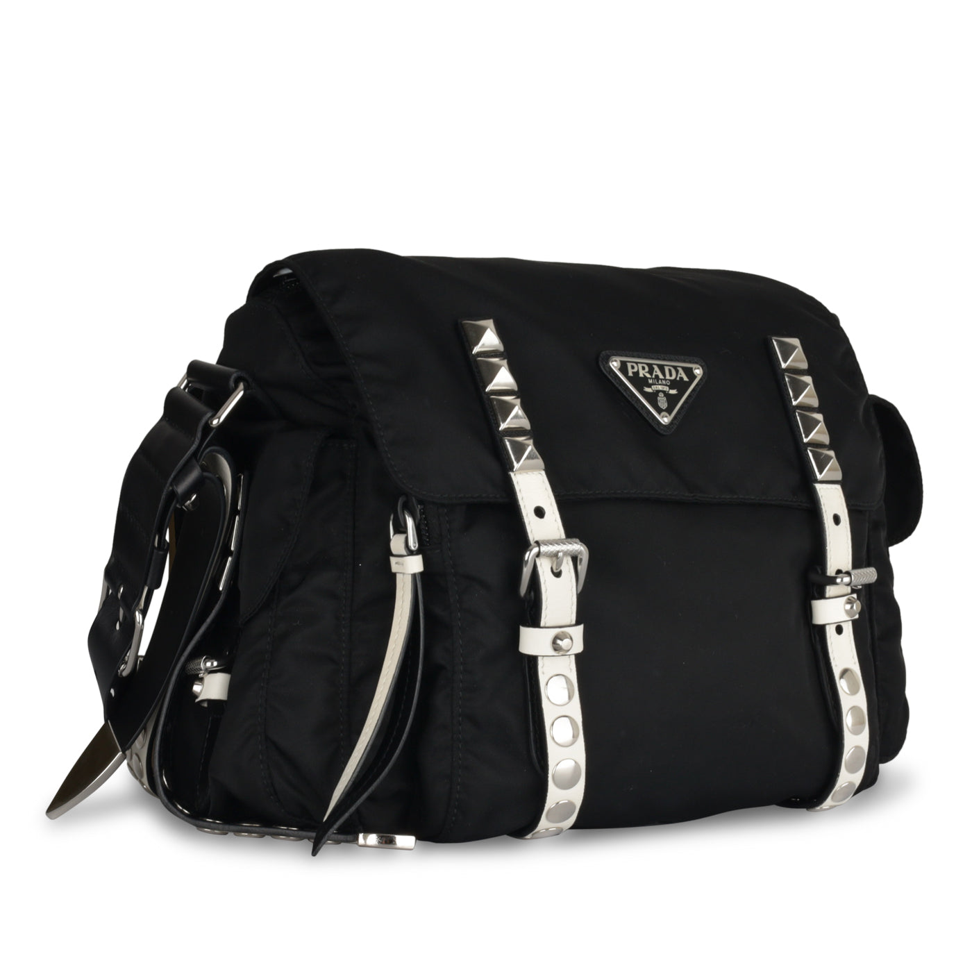 Prada Studded Vela Messenger Bag