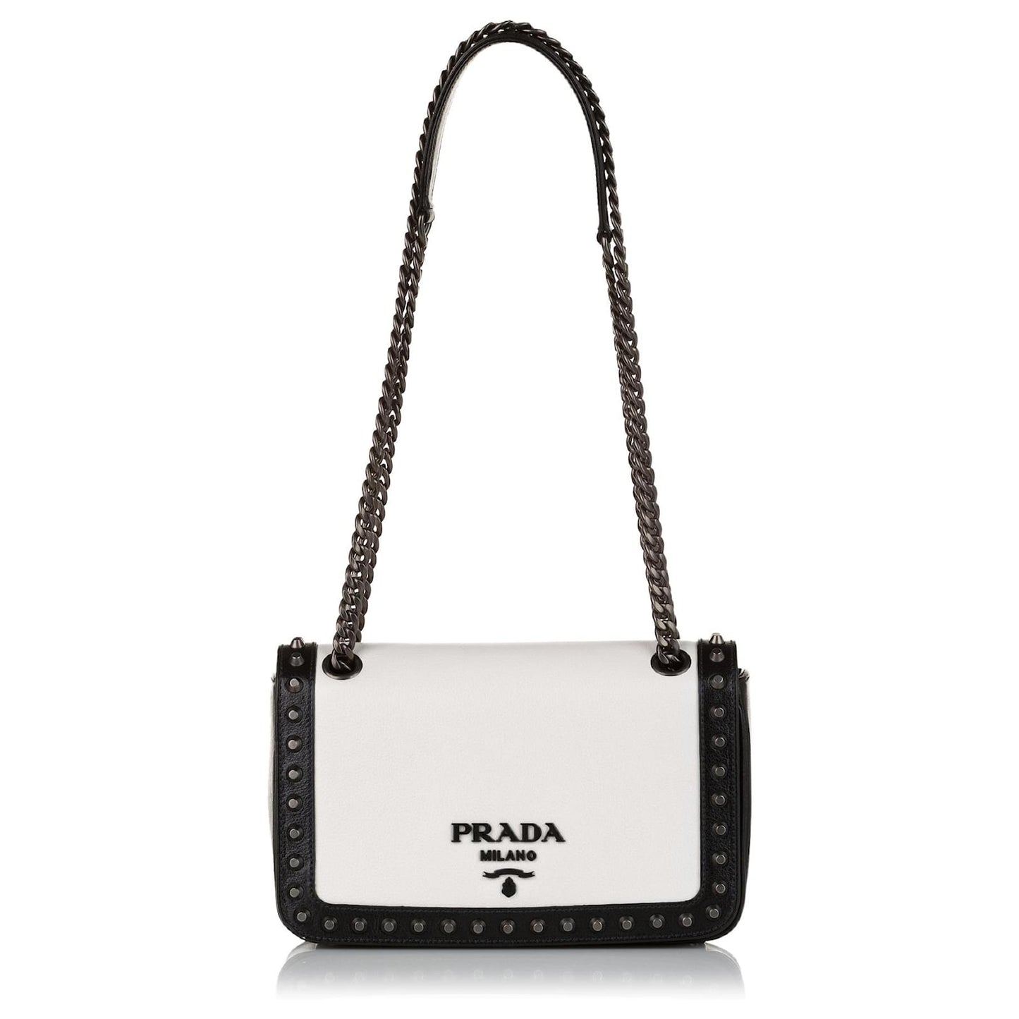 PRADA VITELLO STUDDED CALFSKIN LEATHER CROSSBODY BAG