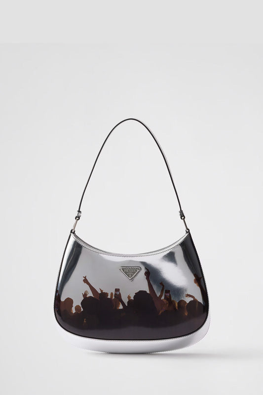 Prada Cleo Printed Brushed Leather Shoulder Bag