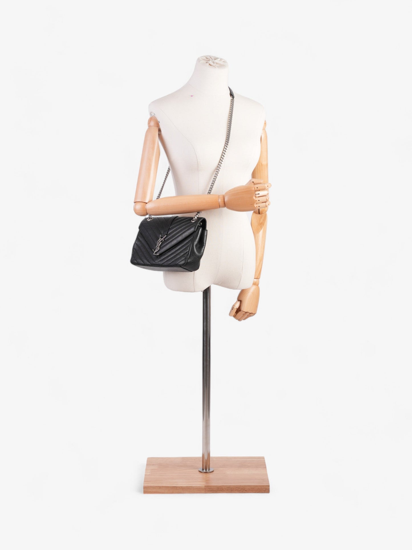Saint Laurent College Black Lambskin Leather Medium