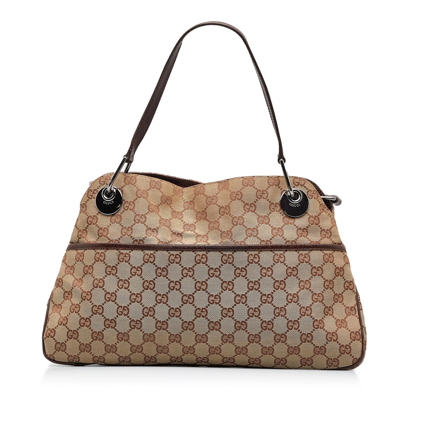 Gucci Brown Leather Canvas Tote Style 30