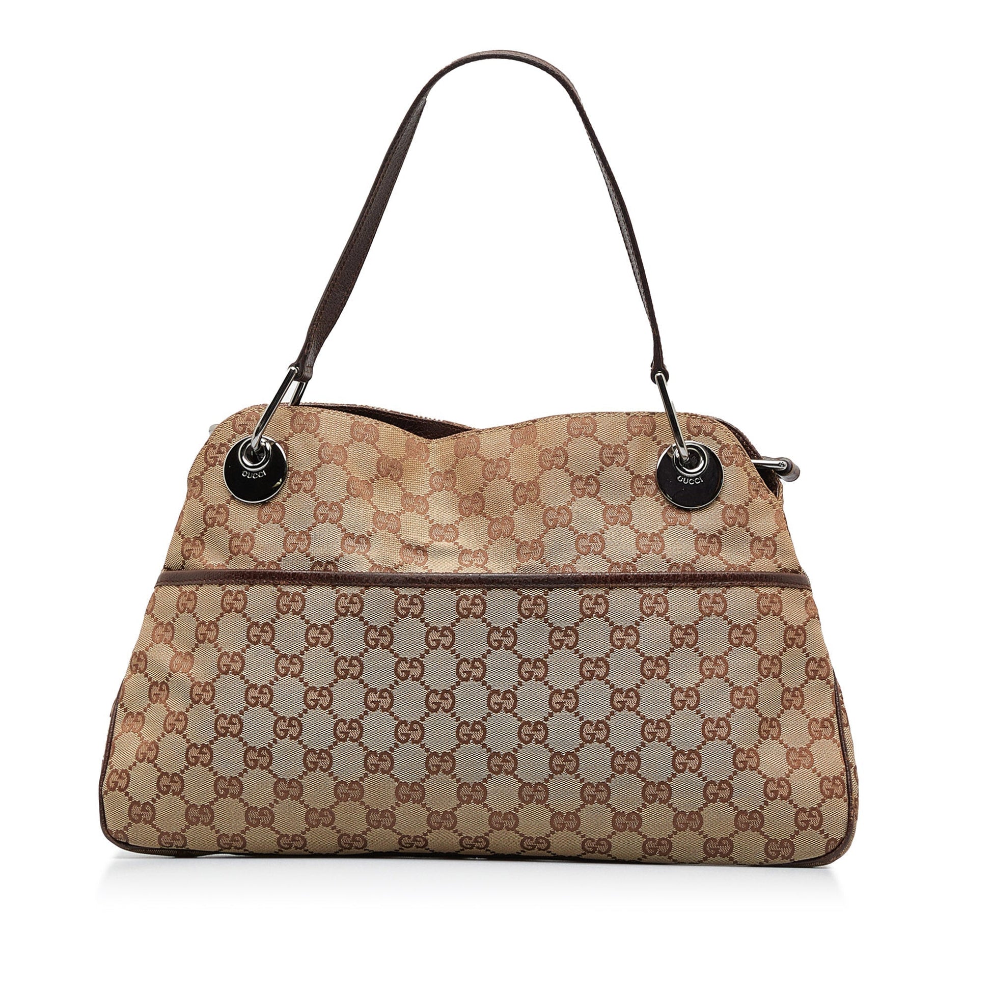 Gucci Brown Leather Canvas Tote Style 30