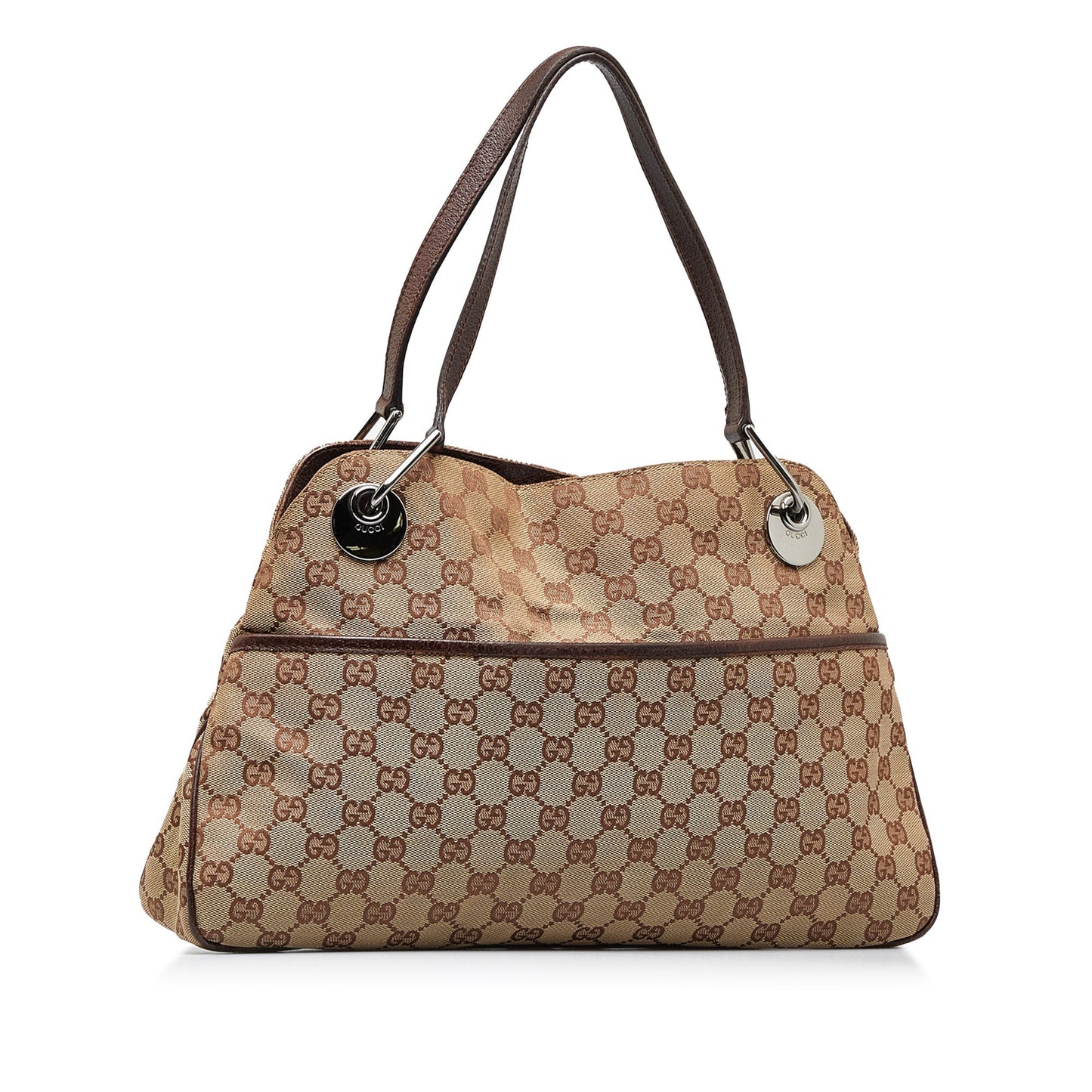 Gucci Brown Leather Canvas Tote Style 30