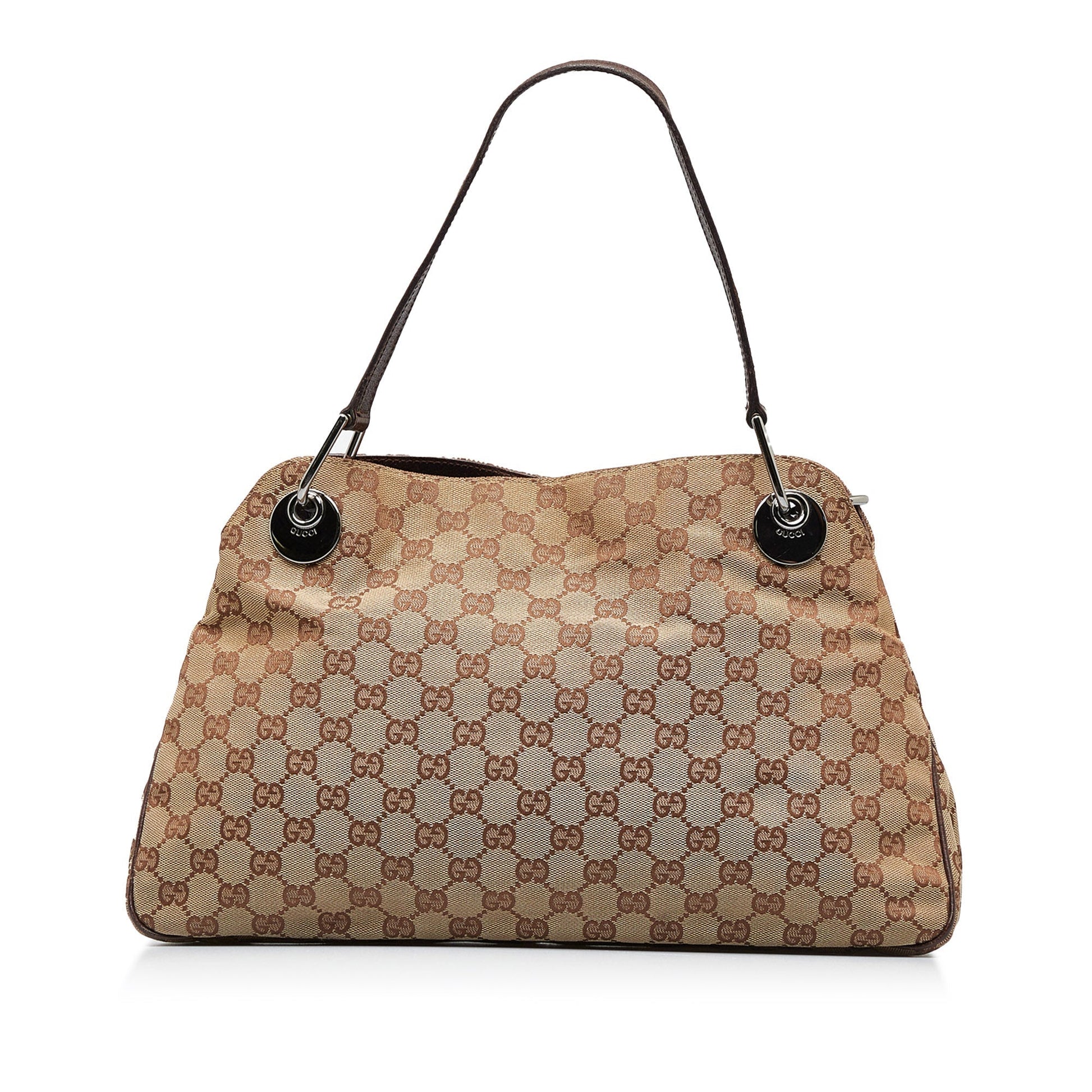 Gucci Brown Leather Canvas Tote Style 30